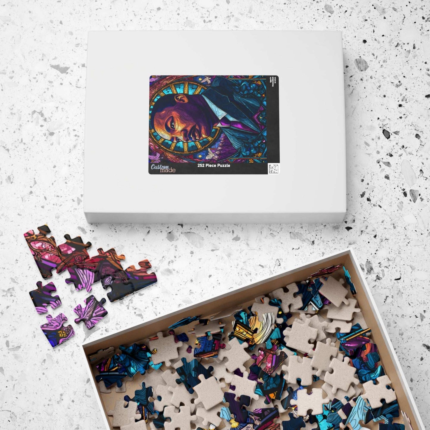 Black History Jigsaw Puzzle – Dr. Martin Luther King Jr. Stained Glass Illustration, Afrocentric Puzzle for Adults, Inspirational MLK Art Gift Puzzle The Puzzle Chest