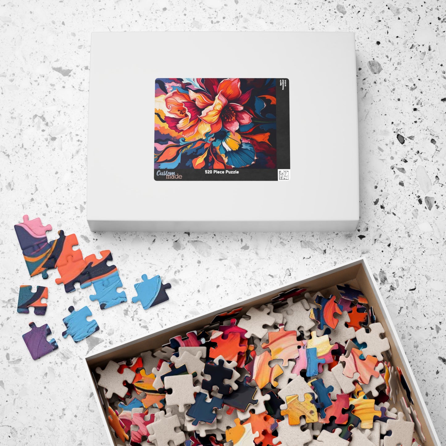 Abstract Floral Art Puzzle, Colorful Flower Jigsaw, Home Entertainment Mindful Activity, Gift for Family, Art Lover, Game Nights Puzzle The Puzzle Chest