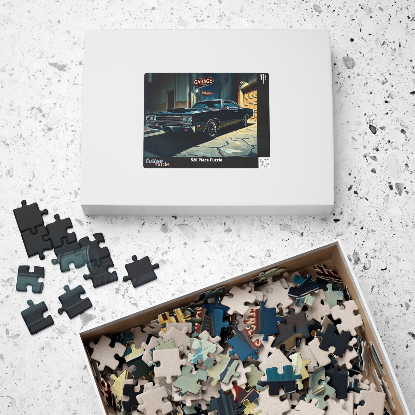 Vintage Muscle Car Jigsaw Puzzle, Classic Black 1968 Dodge Super Bee, Retro Vehicle Dramatic Urban Night Scene, Puzzle Lover Gift for Him Puzzle The Puzzle Chest
