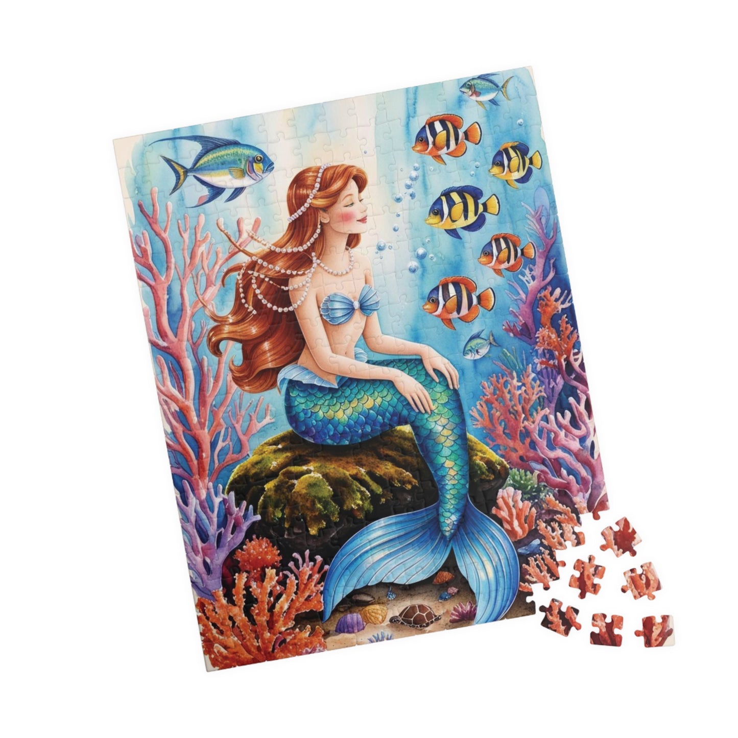 Mythical Creature Puzzle, Mermaid Sitting on Rock Jigsaw Game, Underwater Coral Reef Ocean Theme, Challenging Fun Family Activity Game Night Puzzle The Puzzle Chest