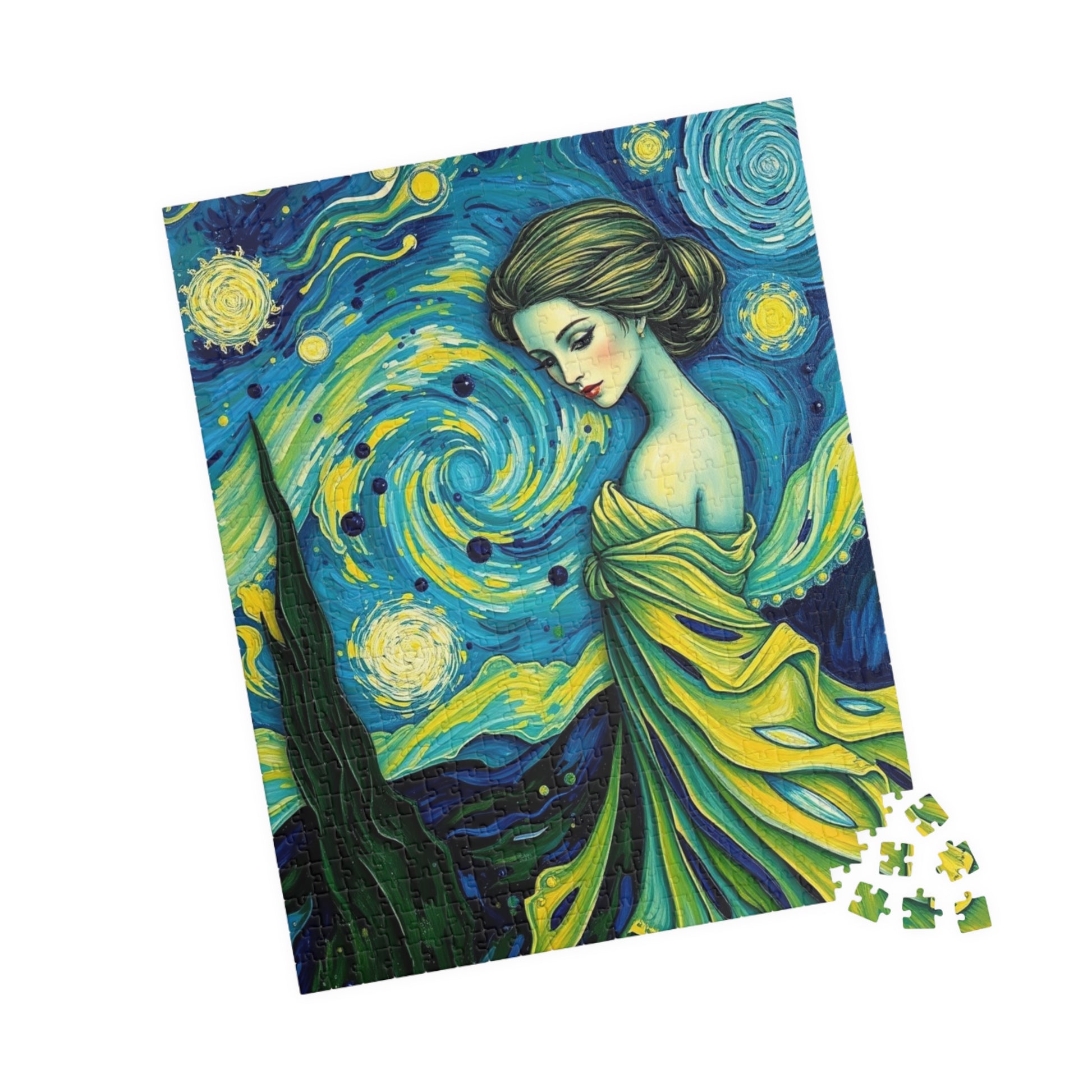 Starry Night Abstract Puzzle - Serene Woman Puzzle The Puzzle Chest