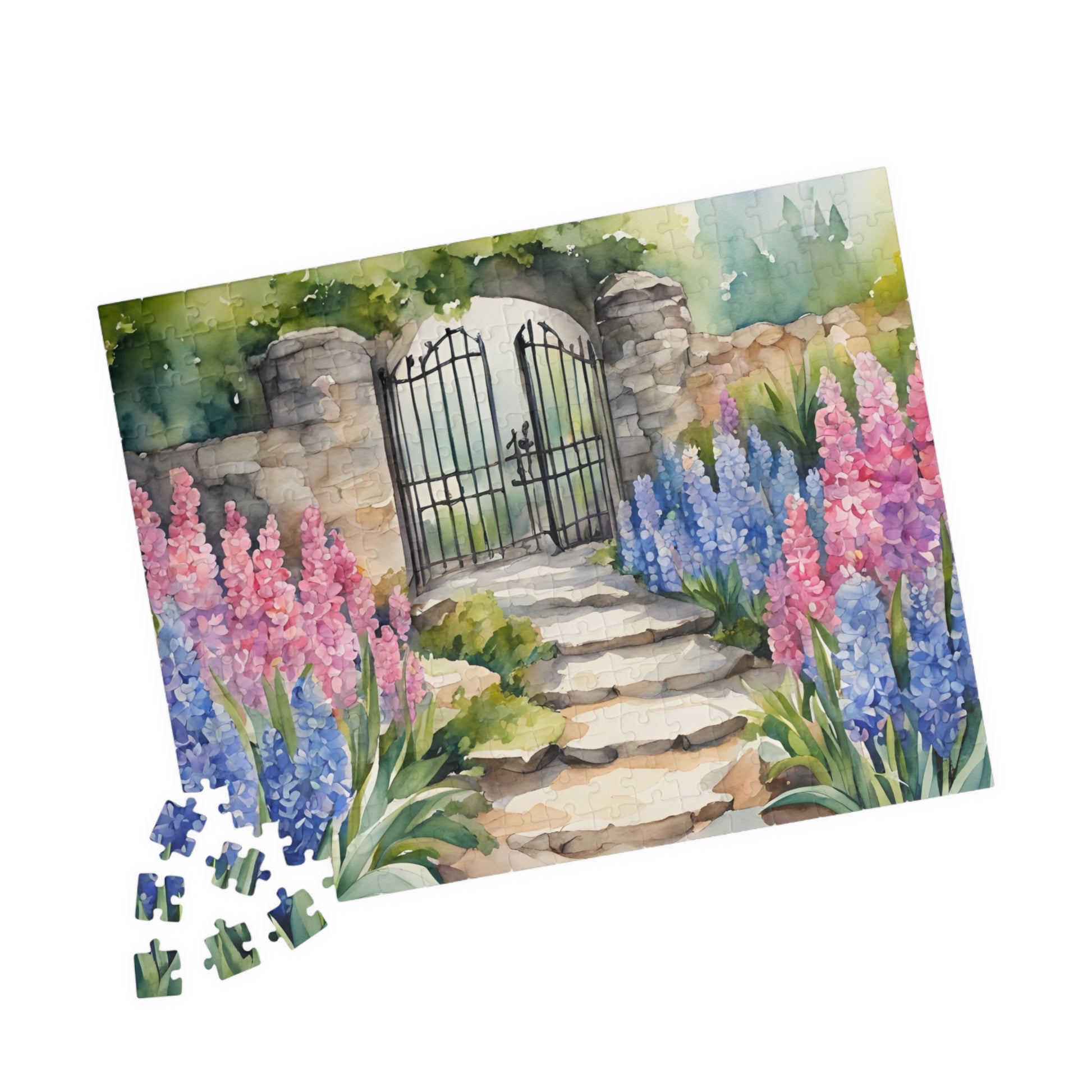 Jigsaw Puzzle, Stone Pathway Hyacinth Garden Scene, 110 252 520 1014-piece, Gift for Gardeners, Relaxing Hobby, Mindfulness Activity, Mental Puzzle The Puzzle Chest