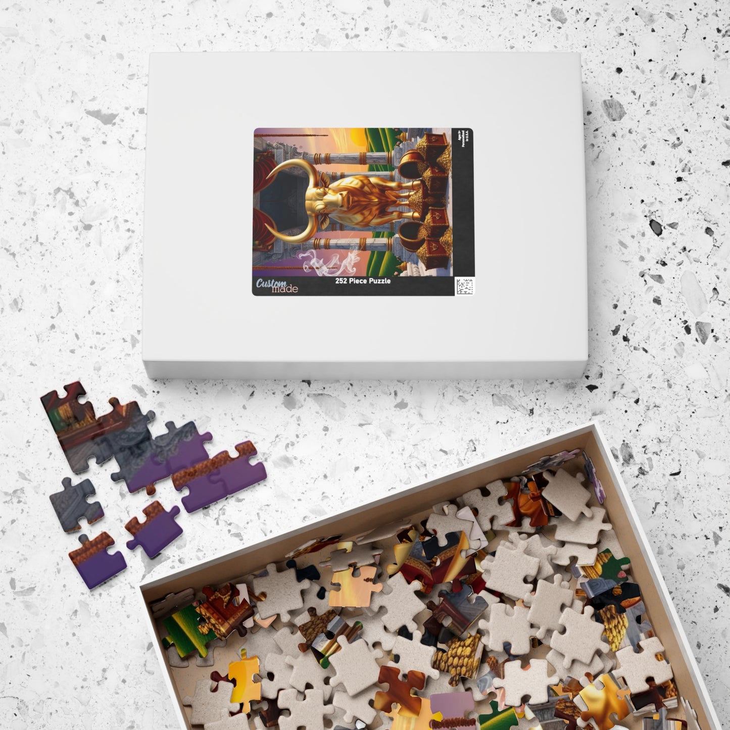 Golden Bull Puzzle - Taurus Zodiac Sign Jigsaw Game, Family Activity, Perfect Gift for Cow Lovers, Unique Gift for Birthdays, Meditation Puzzle The Puzzle Chest