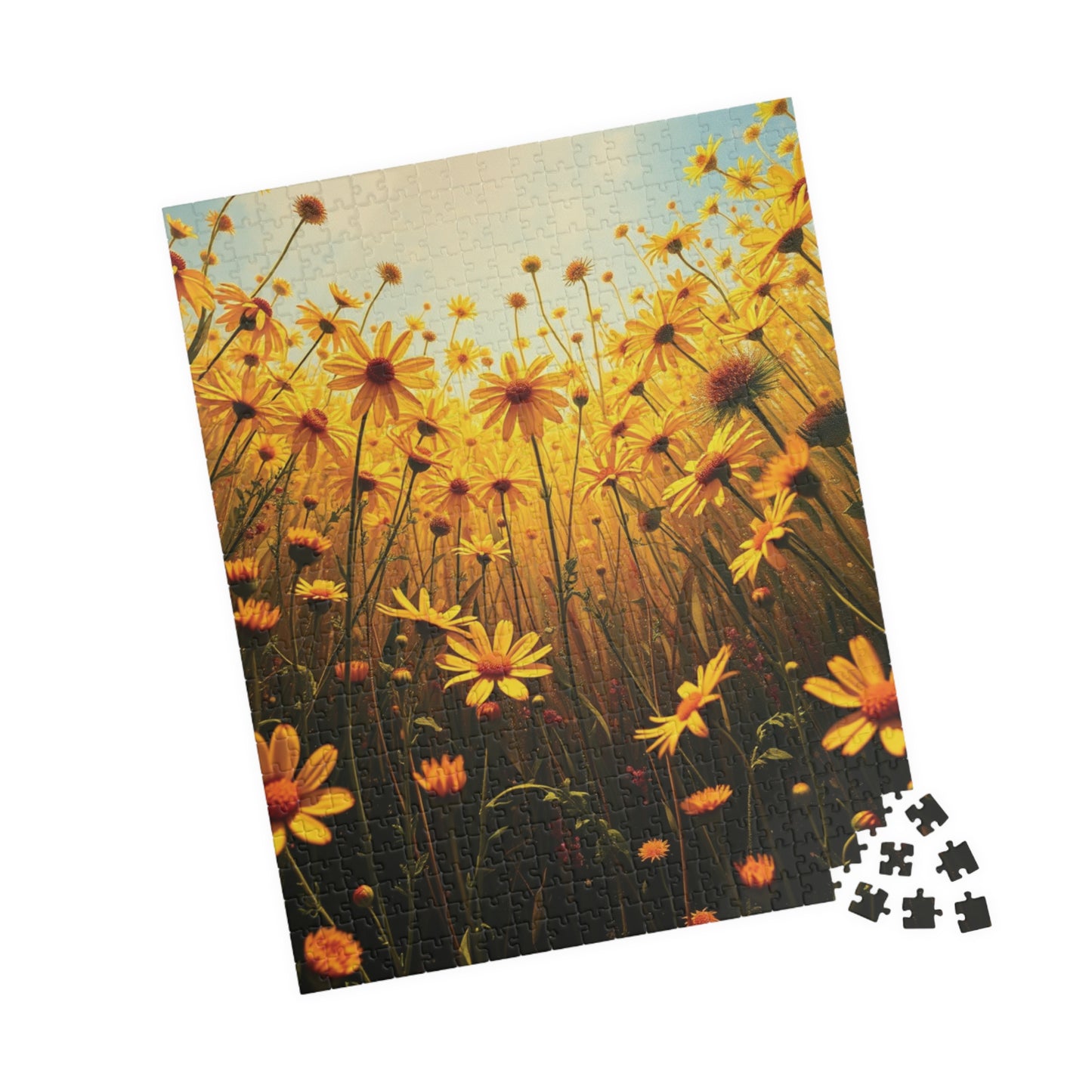 Golden Wildflower Field Puzzle, Bright Floral Flower Landscape Jigsaw Game, Mindful Challenge, Nature Themed Puzzle Lover Gift, Family Fun Puzzle The Puzzle Chest