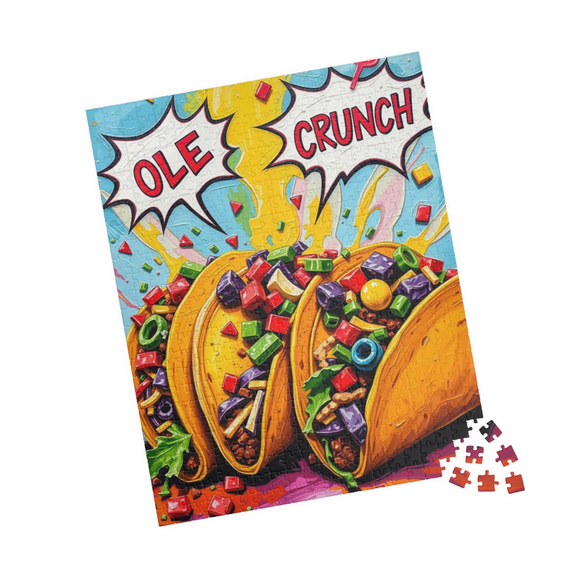 Taco Crunch Puzzle - Pop Art Jigsaw Fun Family Game, 110/252/520/1014-Piece, Vibrant Art for Food Lovers, Great Gift for Taco Tuesday 520 pcs (Vertical) Puzzle The Puzzle Chest