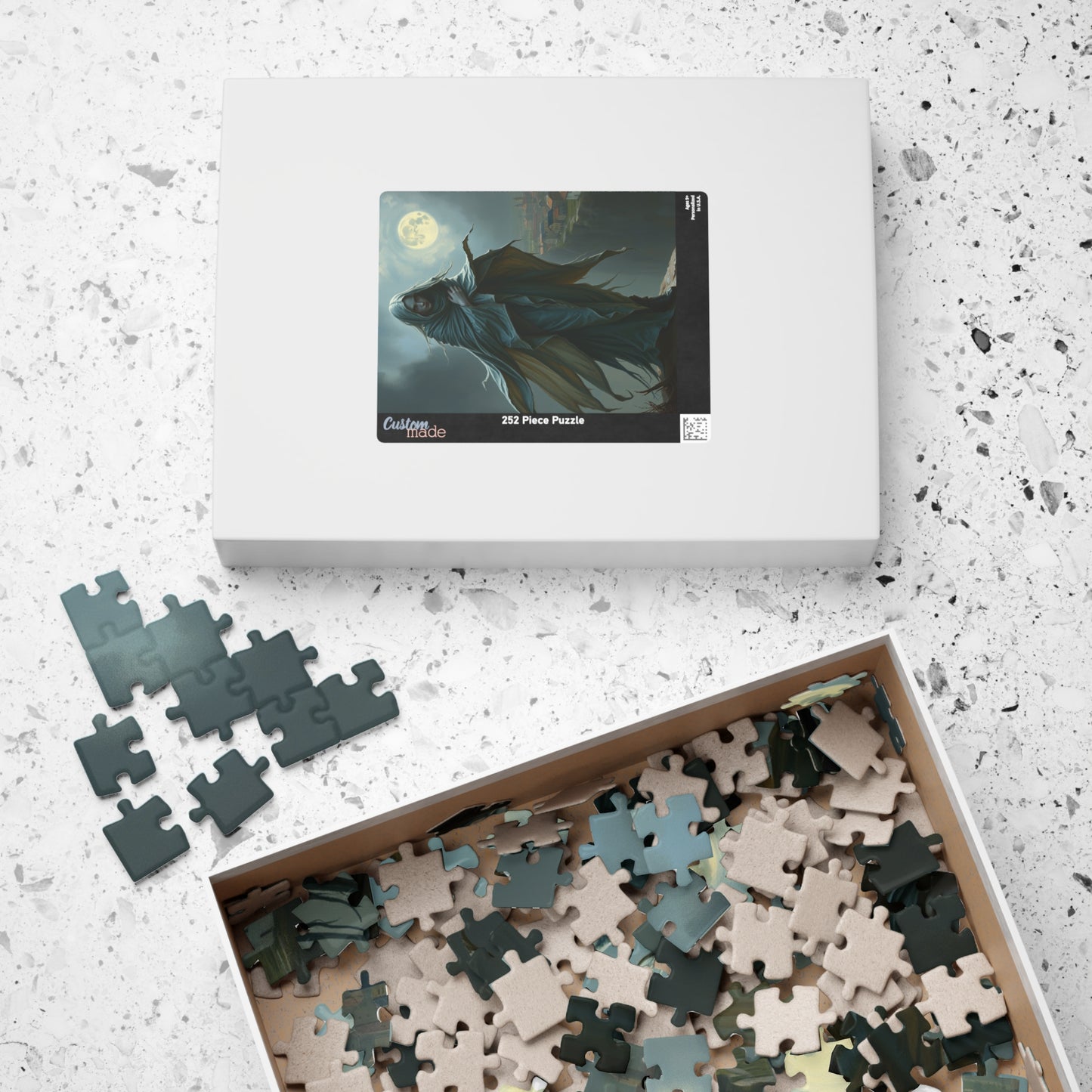 Gothic Puzzle, Banshee Design 110-1014 Piece Jigsaw, Moonlit Village Windswept Cliff Silver Gray Shroud, Unique Gift Idea, Relaxing Activity Puzzle The Puzzle Chest