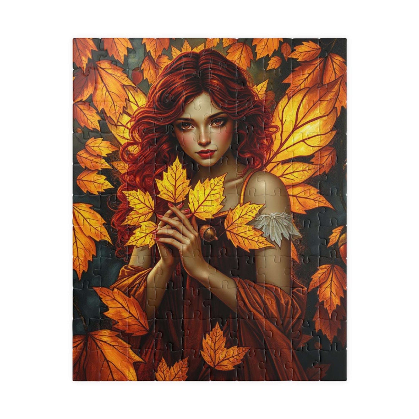 Autumn Leaves Forest Fairy Jigsaw Puzzle, 110, 252, 520, 1014-piece, Cozy Indoor Activity, Gift for Puzzle Lover, Fall Home Decor, Leafy Art 110 pcs (Vertical) Puzzle The Puzzle Chest