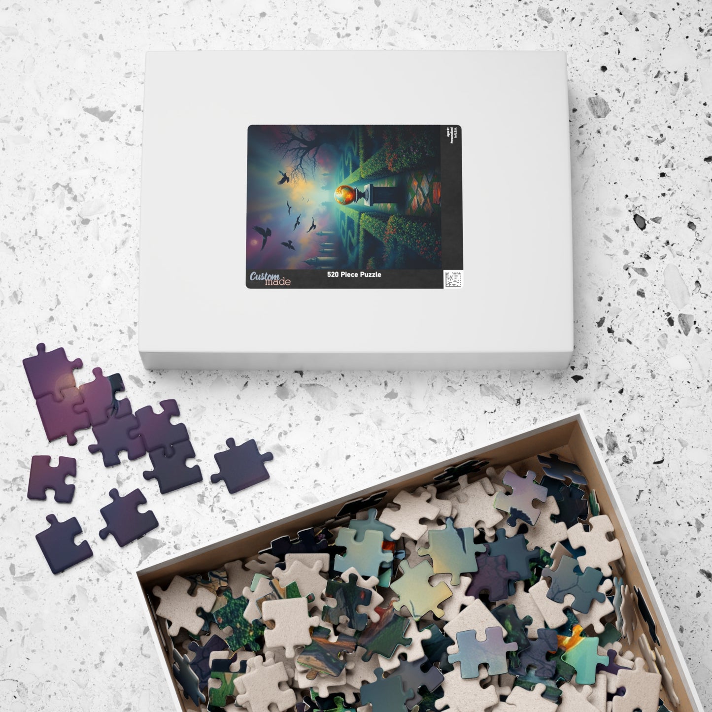 Gothic Garden Maze Puzzle, Mystical Scene with Glowing Orbs Crows and Fog, Magical Dark Art Jigsaw Game, Gift for Gothic-Themed Enthusiast Puzzle The Puzzle Chest