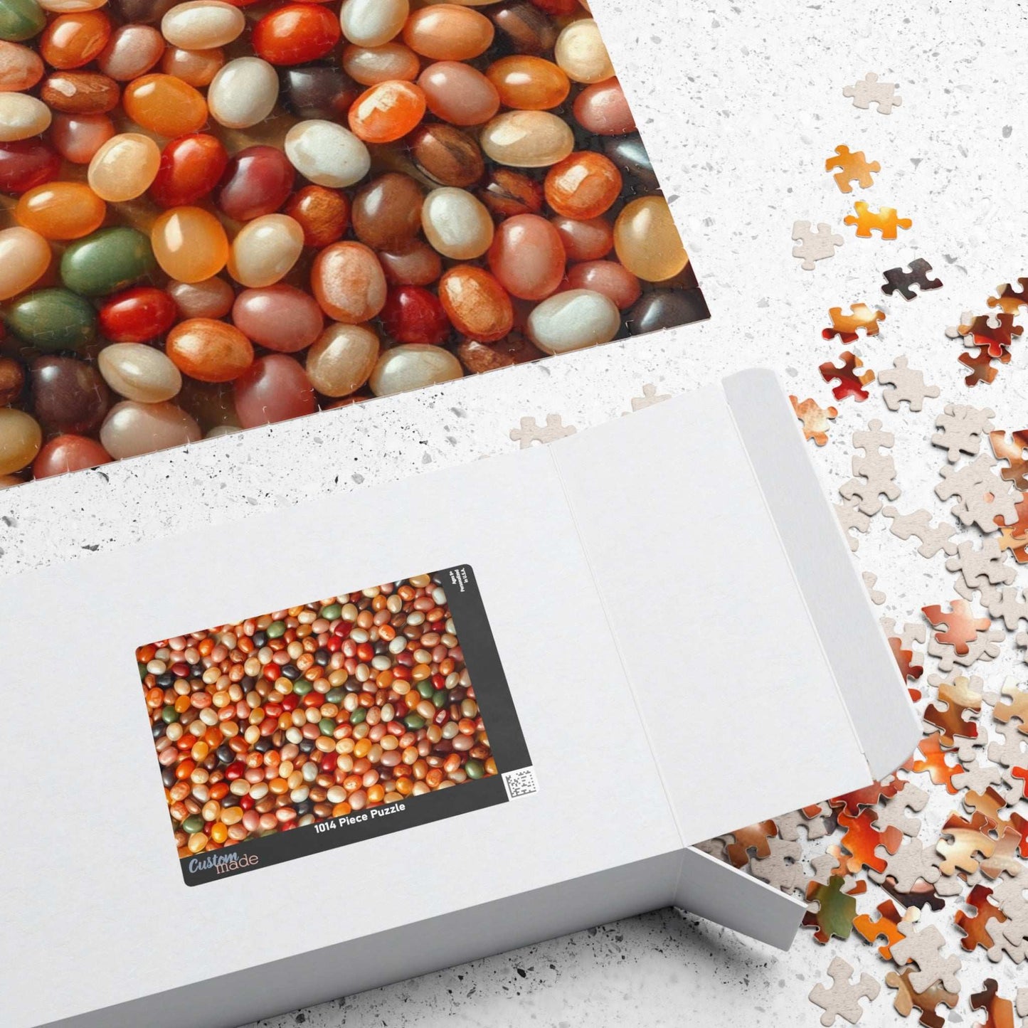 Chaotic Jelly Beans Puzzle, Vibrant Candy-Themed Jigsaw, Earth Tones Food Collage, Family Activity, Quiet Pastime, Foodie Puzzle Lover Puzzle The Puzzle Chest