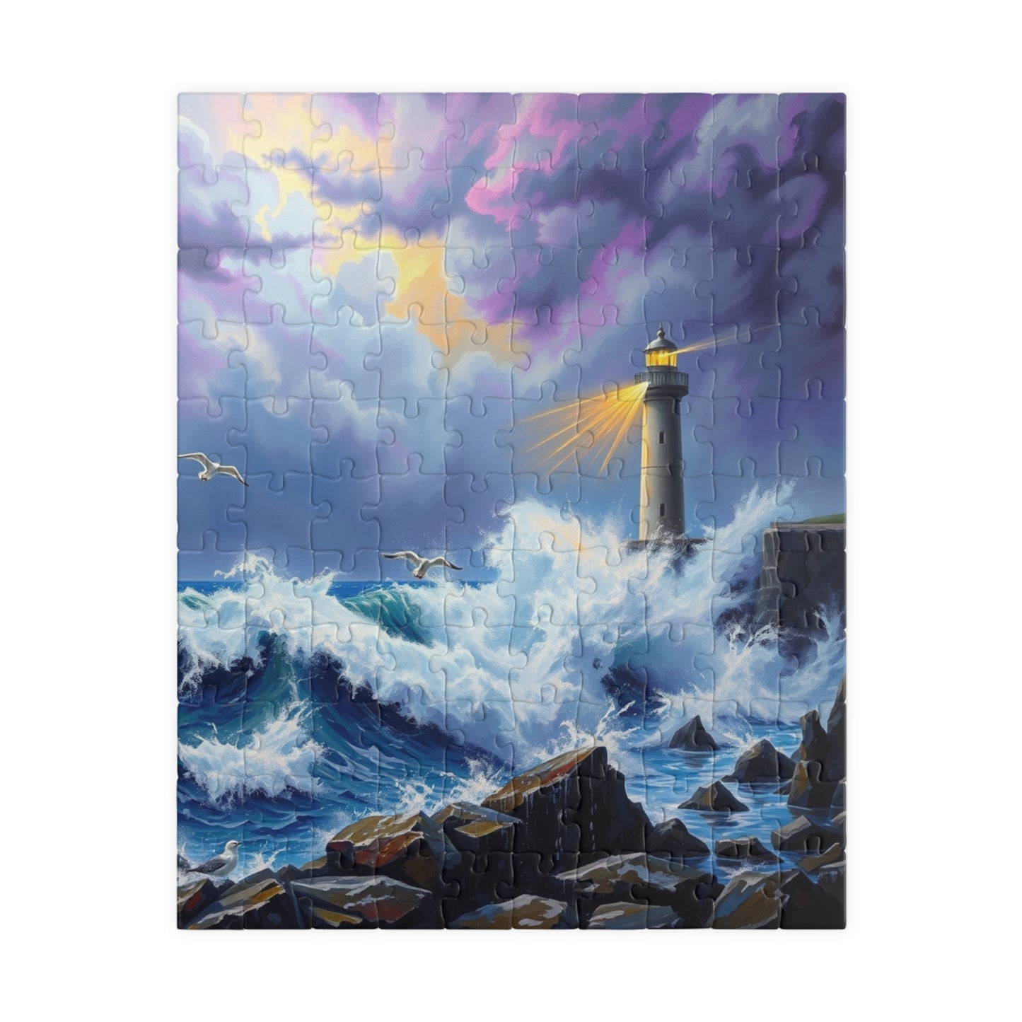 Lighthouse Waves Puzzle - 110, 252, 520, 1014-piece | Relaxation, Family Fun, Gift Idea, Coastal Home Decor 110 pcs (Vertical) Puzzle The Puzzle Chest