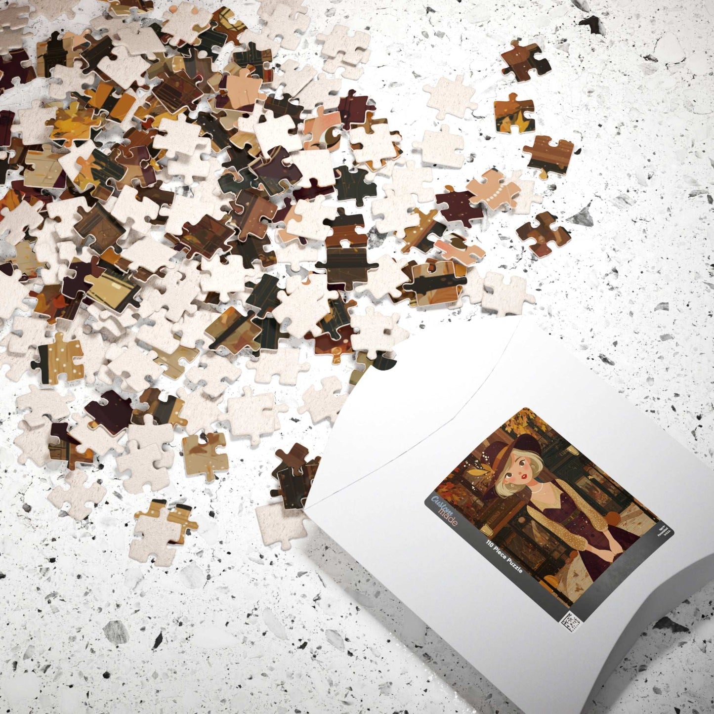 1920s Autumn Cowgirl Jigsaw Puzzle - Flapper Era, Fall Themed Retro Cartoon-Style Illustration Puzzle The Puzzle Chest
