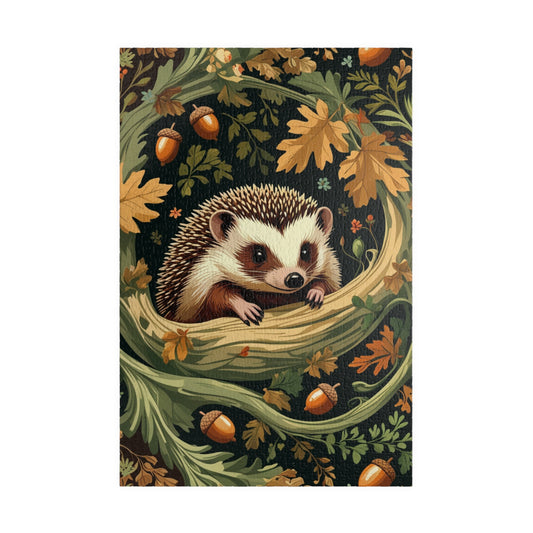 Vintage Forest Hedgehog Jigsaw Puzzle, William Morris Inspired Floral Animal Design, Family Friendly 110-1014 Piece Game, Gift Puzzle Lover 1014 pcs (Vertical) Puzzle The Puzzle Chest
