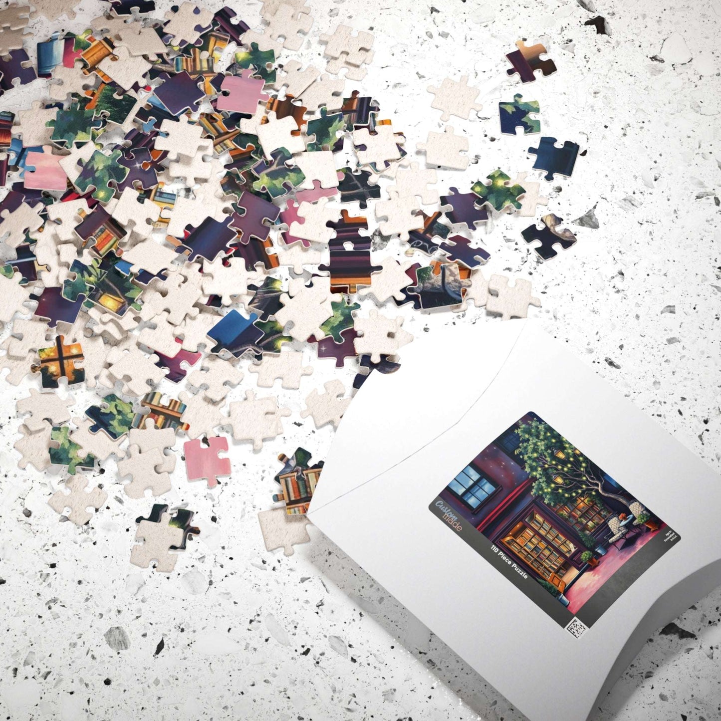Fairy Light Bookstore Jigsaw Puzzle with Outdoor Reading Nook Perfect for Book Lovers Puzzle The Puzzle Chest
