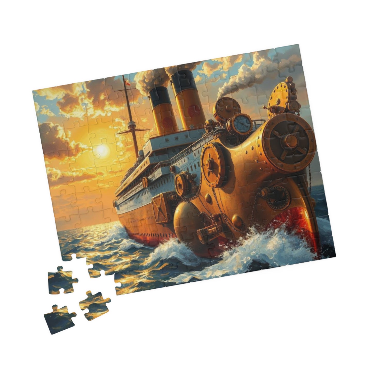 Steampunk Battleship Puzzle, Nautical Jigsaw Game for Adults, Ocean Theme Gift for Maritime Lovers, Family Fun Activity, Mental Exercise Puzzle The Puzzle Chest
