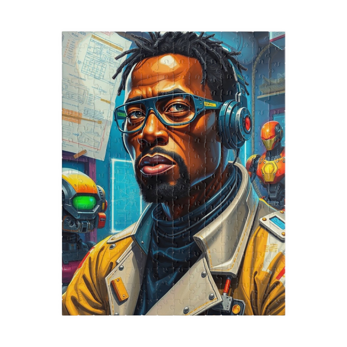 Futuristic Black Gamer Puzzle, Unique African American Art Jigsaw Game, Gift for Puzzle Lovers, Fun Family Activity, Entertaining Pastime 252 pcs (Vertical) Puzzle The Puzzle Chest
