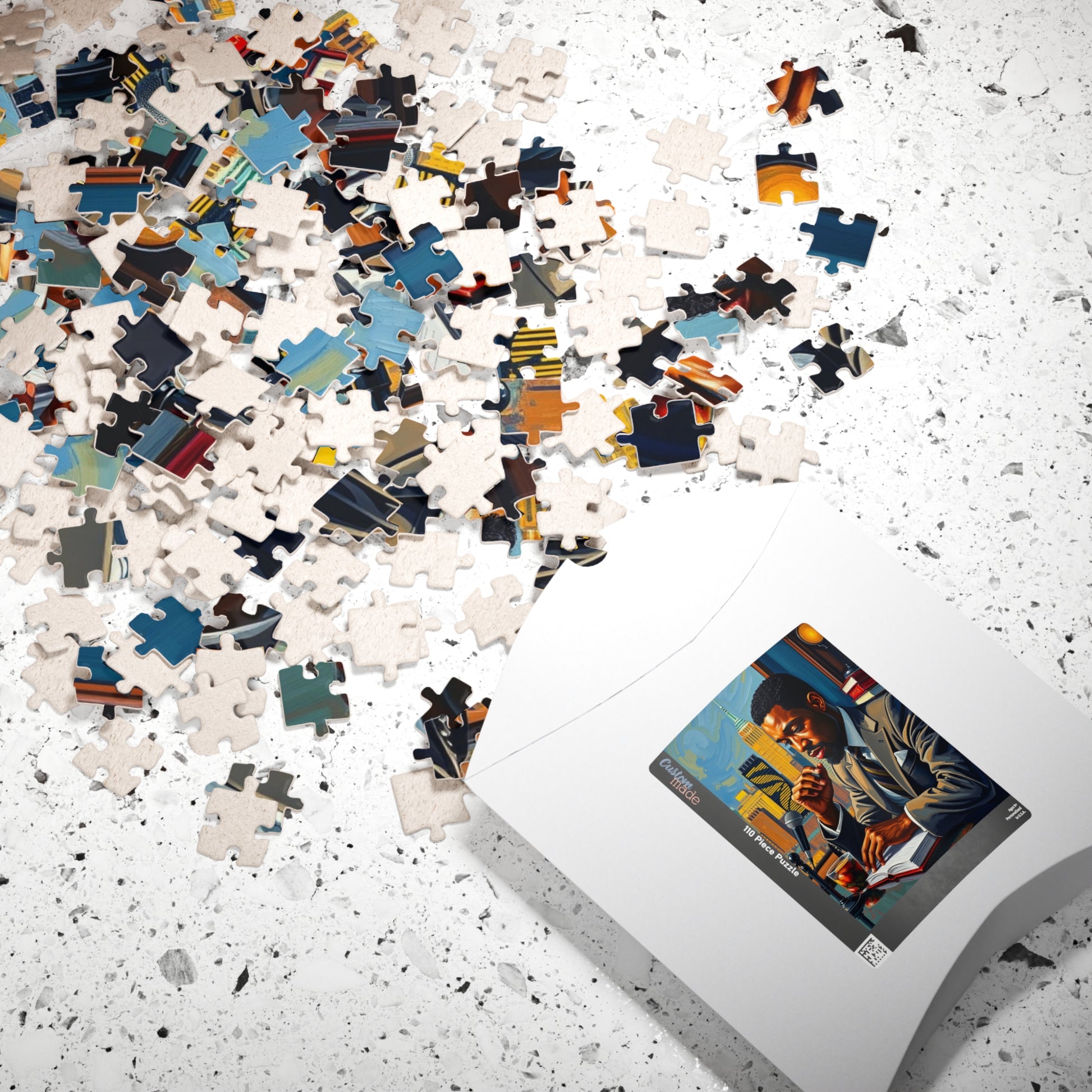 Black Art Puzzle, African American Poet at Café, Afrocentric Jigsaw Game for Adult, Solo or Family Fun, Holiday Gift for Puzzle Enthusiasts Puzzle The Puzzle Chest