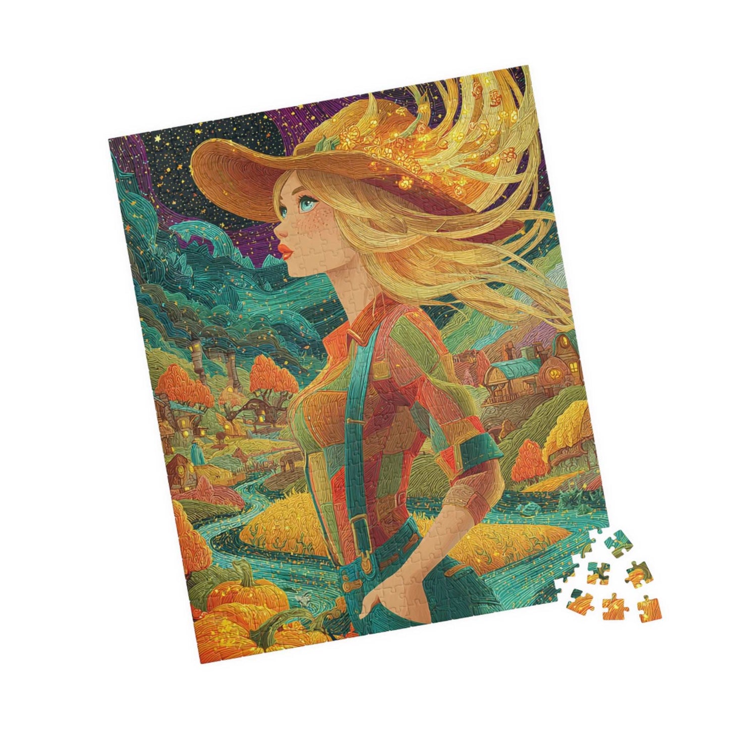 2040s Autumn Cowgirl Jigsaw Puzzle - Surreal Dreamscape, Ideal for Family Activity, Holiday Gift, Halloween Thanksgiving, Home Entertainment 520 pcs (Vertical) Puzzle The Puzzle Chest