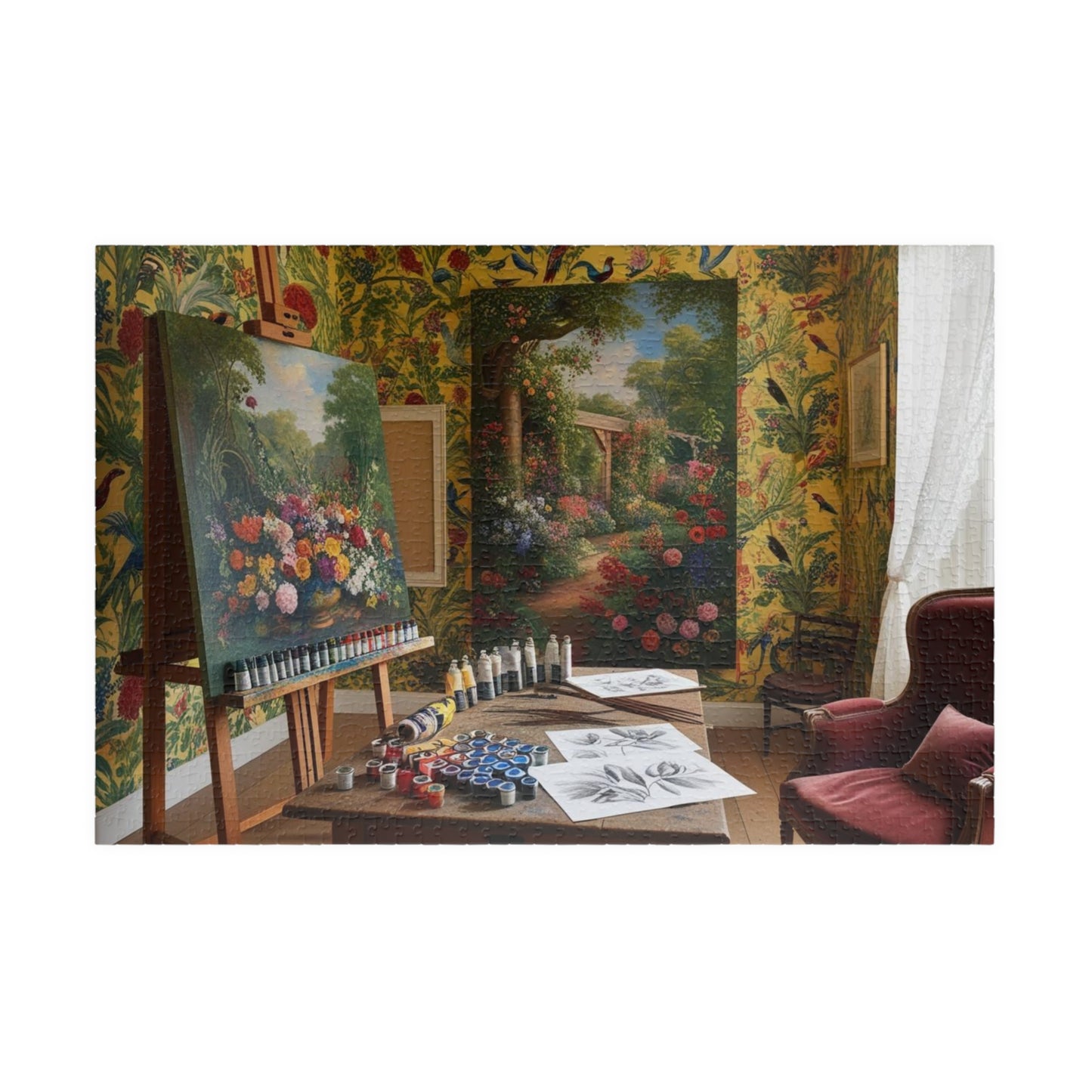 Garden Artist Studio Puzzle - Nature Scene Jigsaw Game for Adult Relaxation, Frameable Home Decor, Gift, Garden Lovers, Creative Challenge