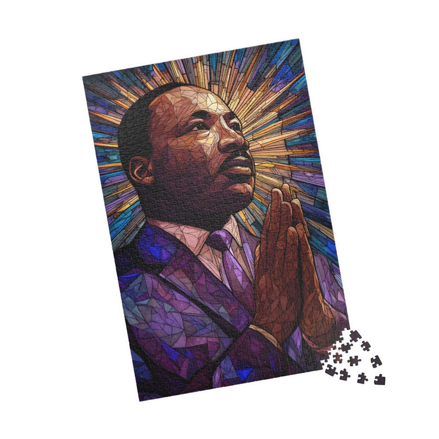 Afrocentric Black History Jigsaw Puzzle – Stained Glass Martin Luther King Jr. Puzzle, Civil Rights Movement Artwork, Inspirational African American Puzzle for Adults and Teens 1014 pcs (Vertical) Puzzle The Puzzle Chest