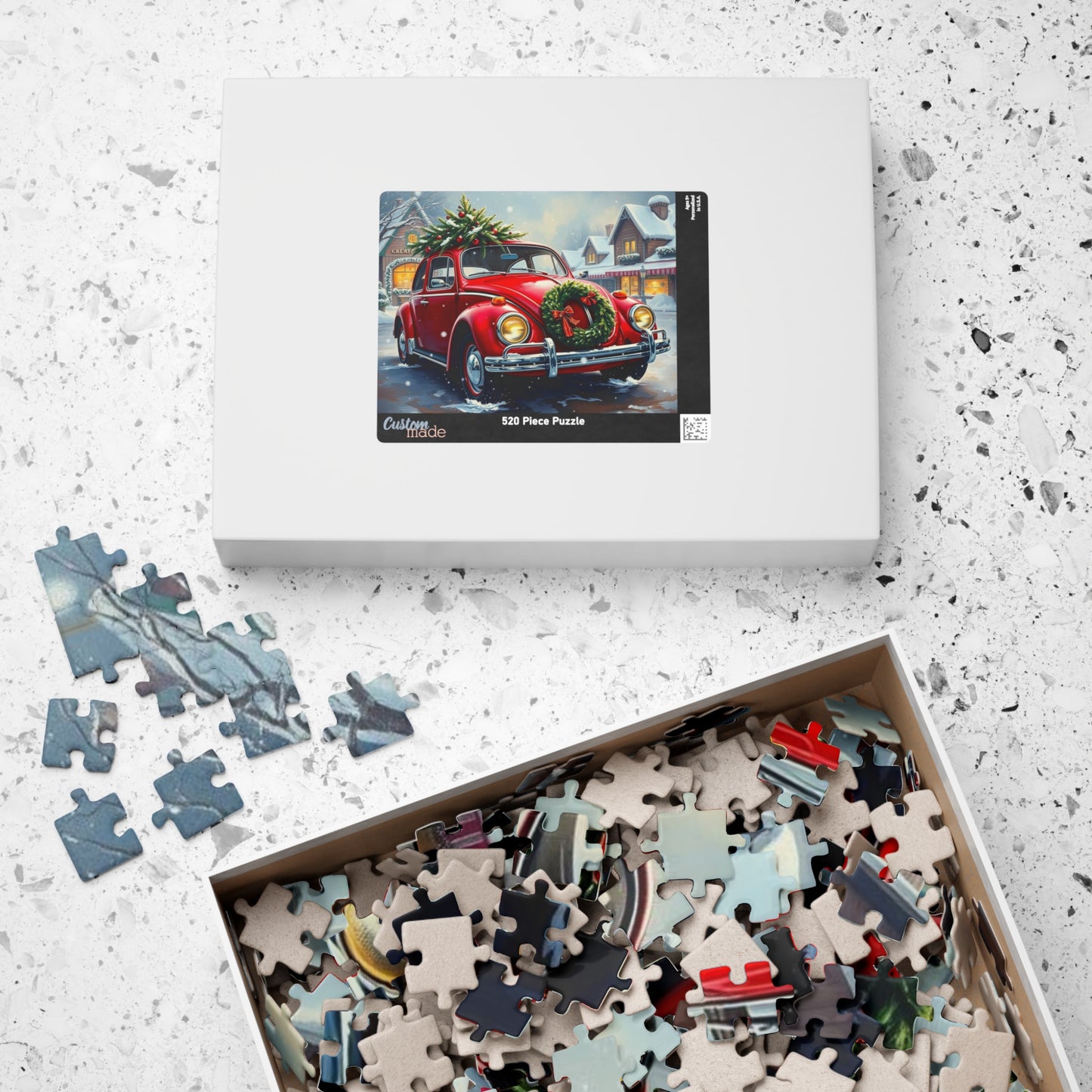 Winter Wonderland Jigsaw Puzzle - Christmas Vintage Car Theme, Retro Auto Holiday Gift for Families, Solo Winter Fun, 110-1014 Piece