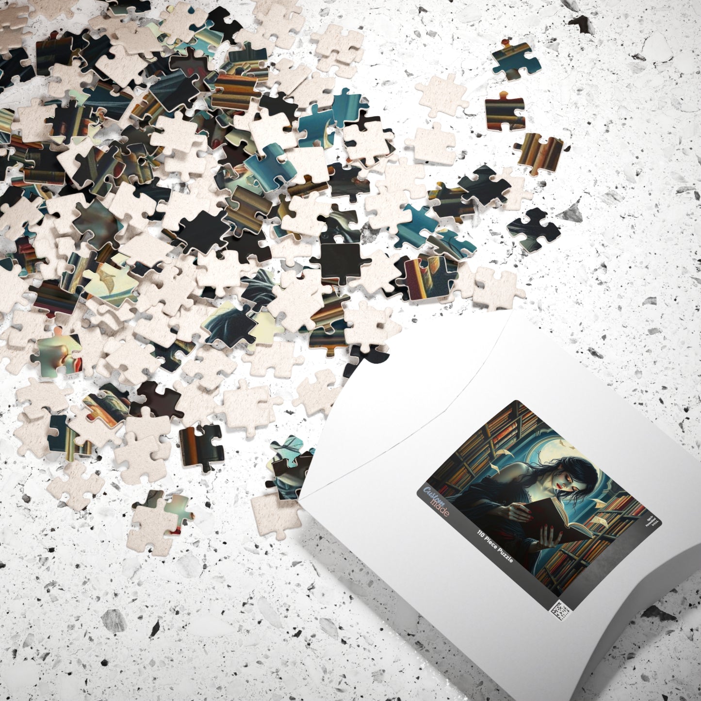 The Poet's Muse Jigsaw Puzzle, Spectral Woman Reading in Library, Gothic Puzzle, Dark Fantasy Puzzle, Mystical Book Lover Gift for Friend Puzzle The Puzzle Chest