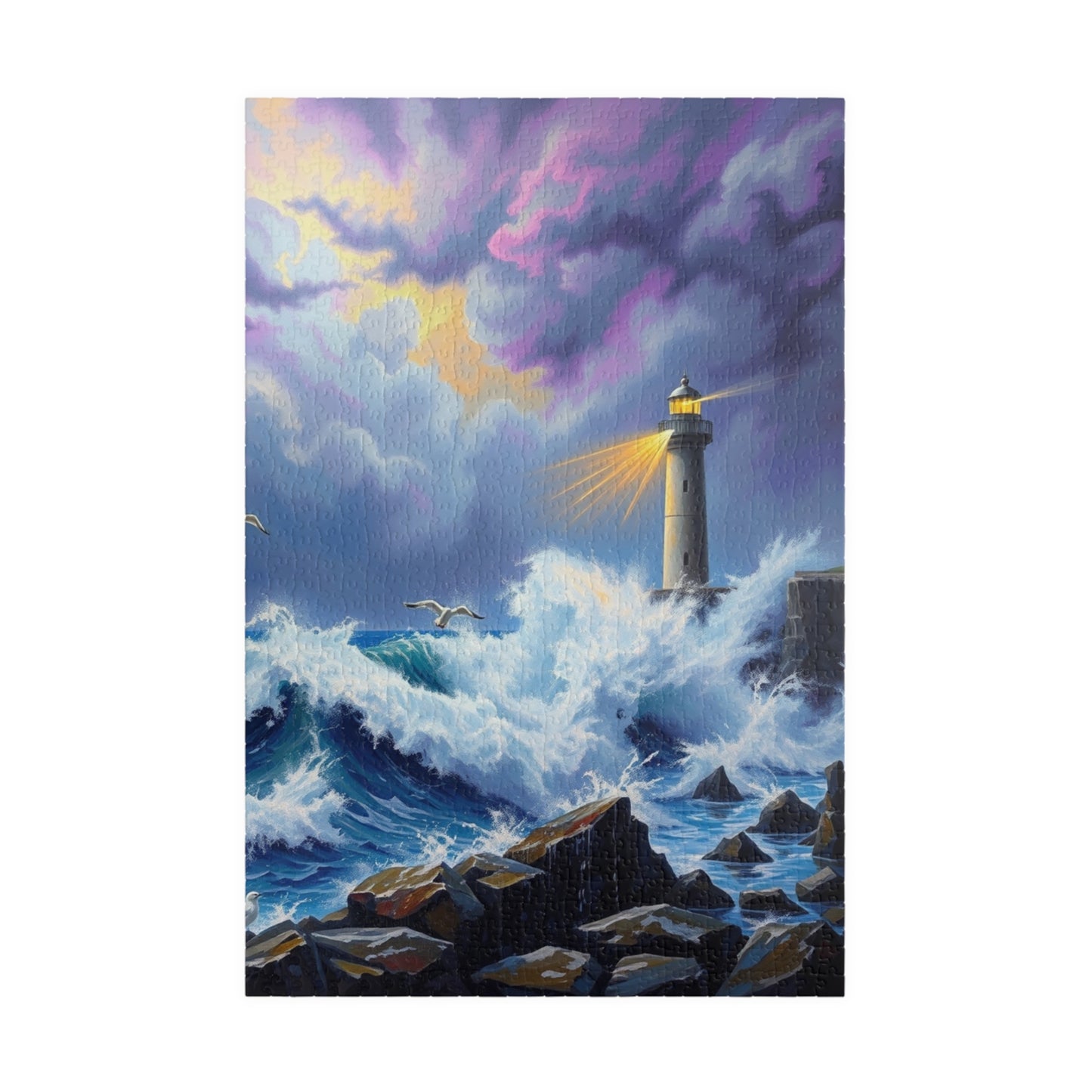 Lighthouse Waves Puzzle - 110, 252, 520, 1014-piece | Relaxation, Family Fun, Gift Idea, Coastal Home Decor 1014 pcs (Vertical) Puzzle The Puzzle Chest