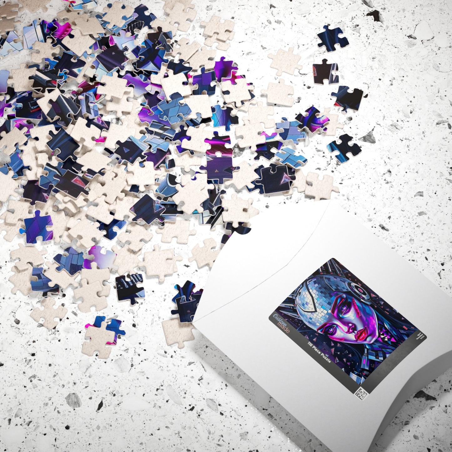 Mosaic Portrait Cybernetic Woman Puzzle, Cyberpunk Female Futuristic Art Jigsaw Game, Puzzle Lover Gift, Brain Teaser, Solo or Family Fun Puzzle The Puzzle Chest