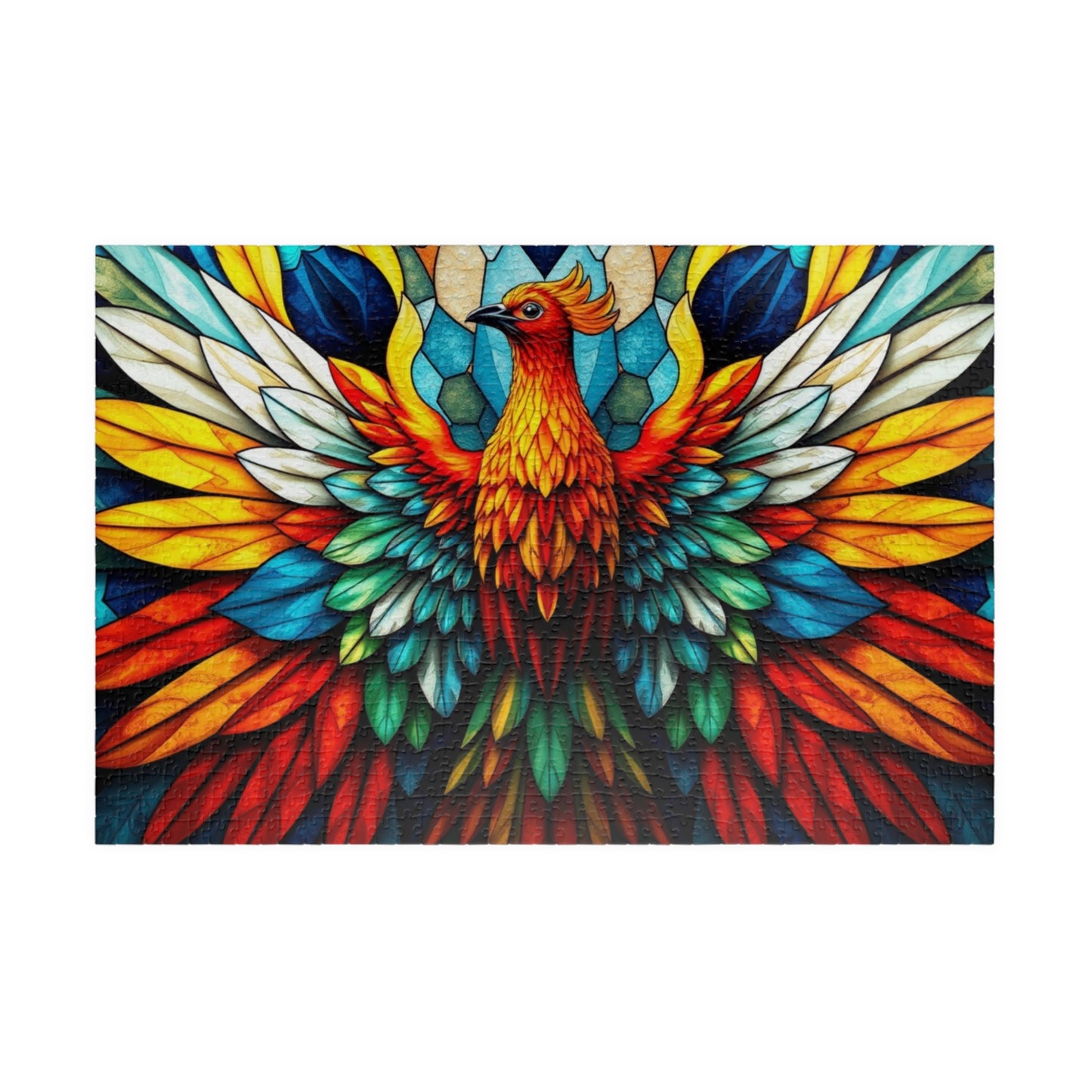 Abstract Phoenix Rising Jigsaw Puzzle (110, 252, 520, 1014-Piece), Kaleidoscopic Firebird Colorful Wings, Puzzle Lover Gift, Brain Teaser 1014 pcs (Horizontal) Puzzle The Puzzle Chest
