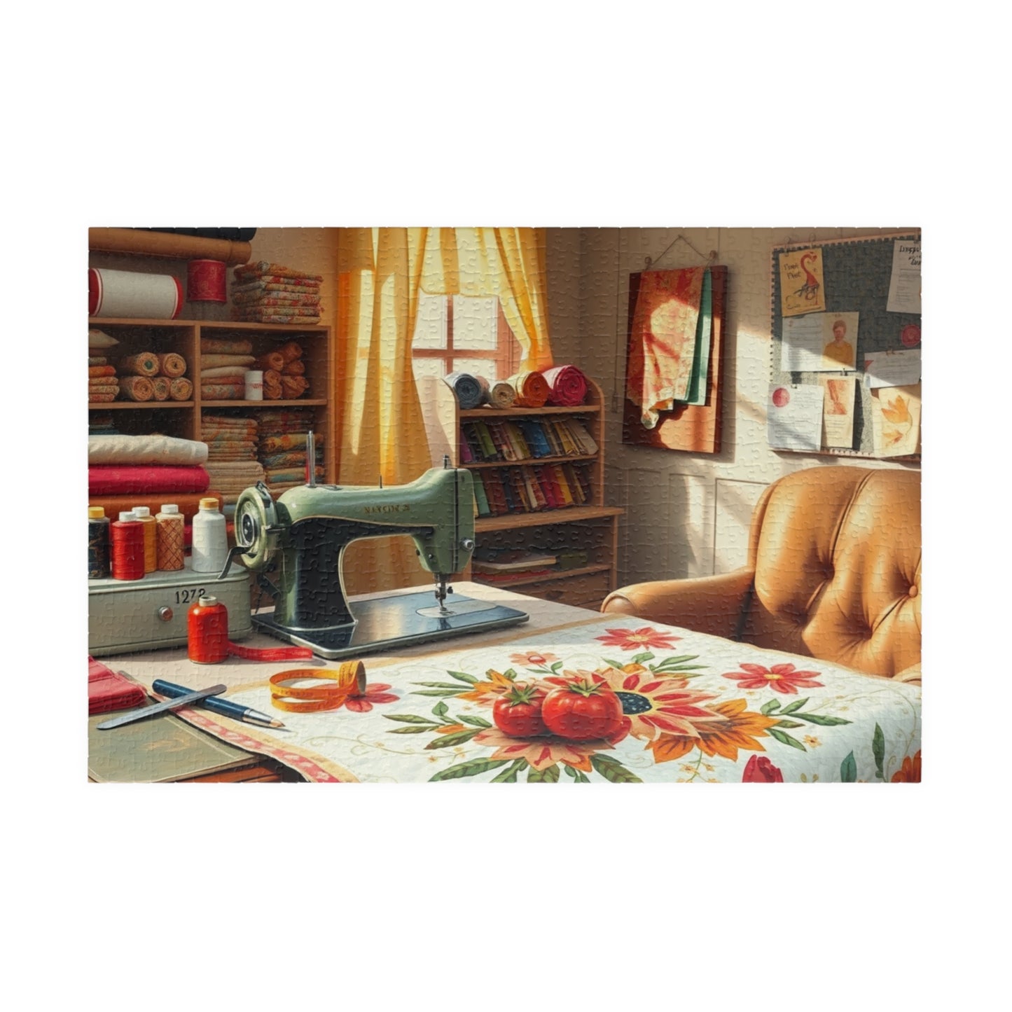 Charming Sewing Studio Jigsaw Puzzle, Craft Room Crafting Essentials, Relaxing Hobby Activity, Mindfulness Gift, Stay at Home Entertainment 1014 pcs (Horizontal) Puzzle The Puzzle Chest