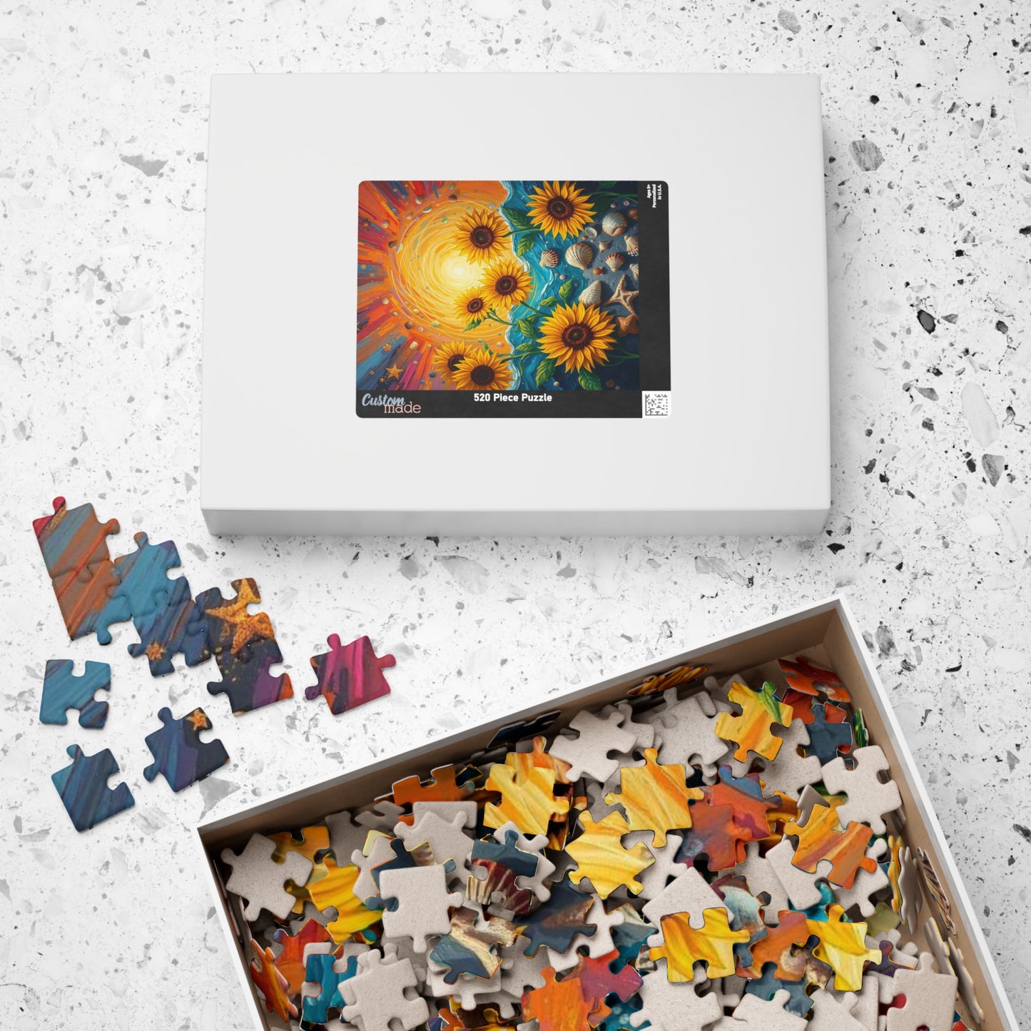 Sunflower and Seashell Jigsaw Puzzle, Colorful Sunset Beach Puzzle for Adults, Fun Indoor Activity, Puzzle Gift for Friends, Family Night Puzzle The Puzzle Chest