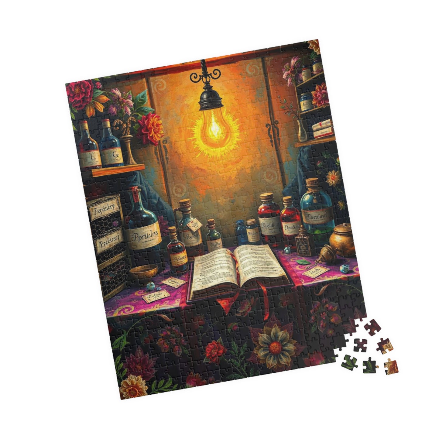 Wizards Apothecary Lab Jigsaw Puzzle, Perfect for Family Fun, Puzzle Lover Holiday Birthday Gift, Halloween Home Décor, Creative Activity