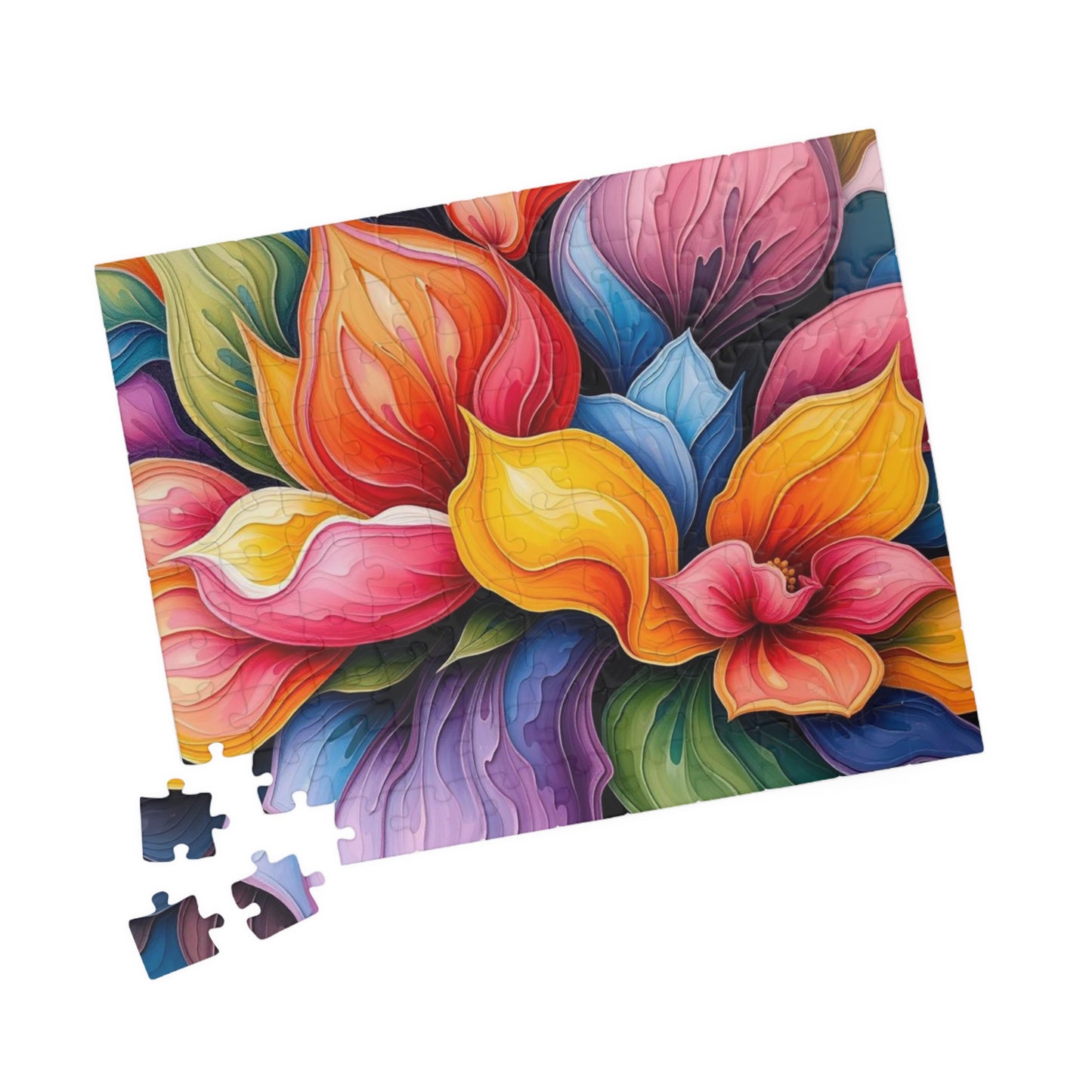 Floral Art Puzzle: Vibrant 110, 252, 520, 1014-piece Abstract Jigsaw Game, Home Decor, Gift Idea for Adults, Family Fun Activity Puzzle The Puzzle Chest