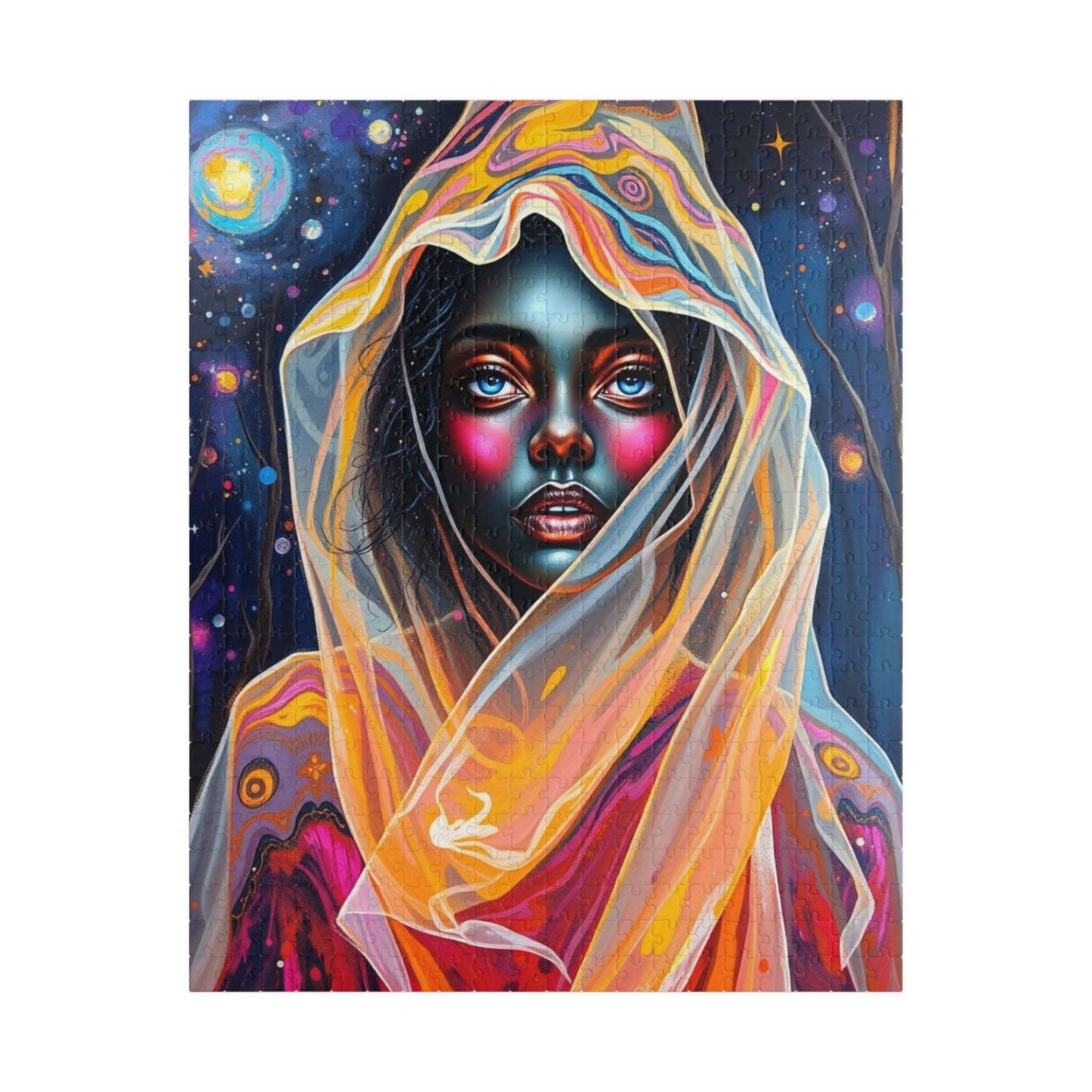 Mysterious Witch Portrait Puzzle, Mystical Night Woman 110, 252, 520, 1014-piece Jigsaw Game, Relaxation Gift for Art Lover, Home Activity 520 pcs (Vertical) Puzzle The Puzzle Chest
