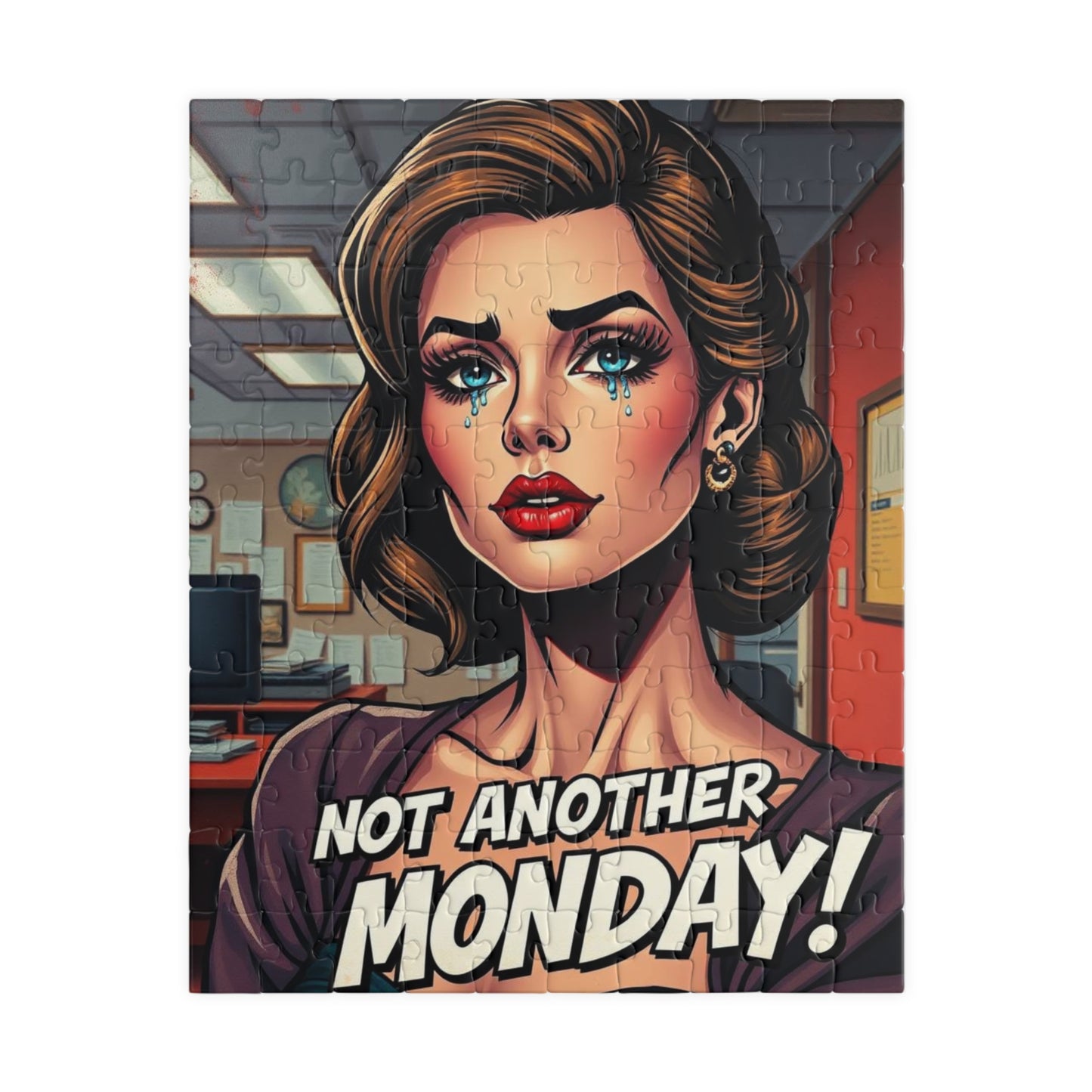 Retro Pop Art Jigsaw Puzzle | Not Another Monday | Fun Gift for Puzzle Lovers, Pop Culture Art, Wall Decor, Stress Relief, Family Activity 110 pcs (Vertical) Puzzle The Puzzle Chest