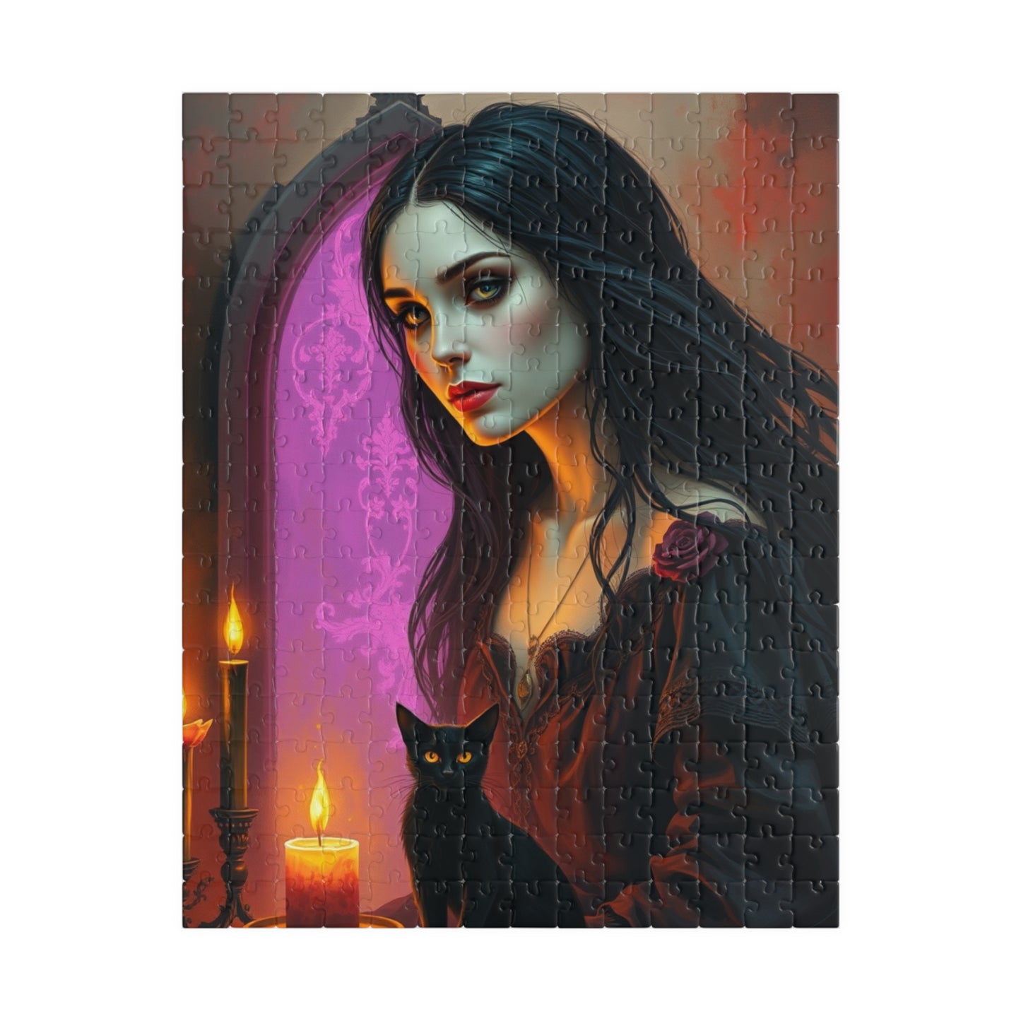 Gothic Witch Jigsaw Puzzle for Adult, Unique Gift for Fantasy Dark Art Lover and Puzzle Enthusiast, Mindful Activity, Quiet Leisure Solo Fun 252 pcs (Vertical) Puzzle The Puzzle Chest