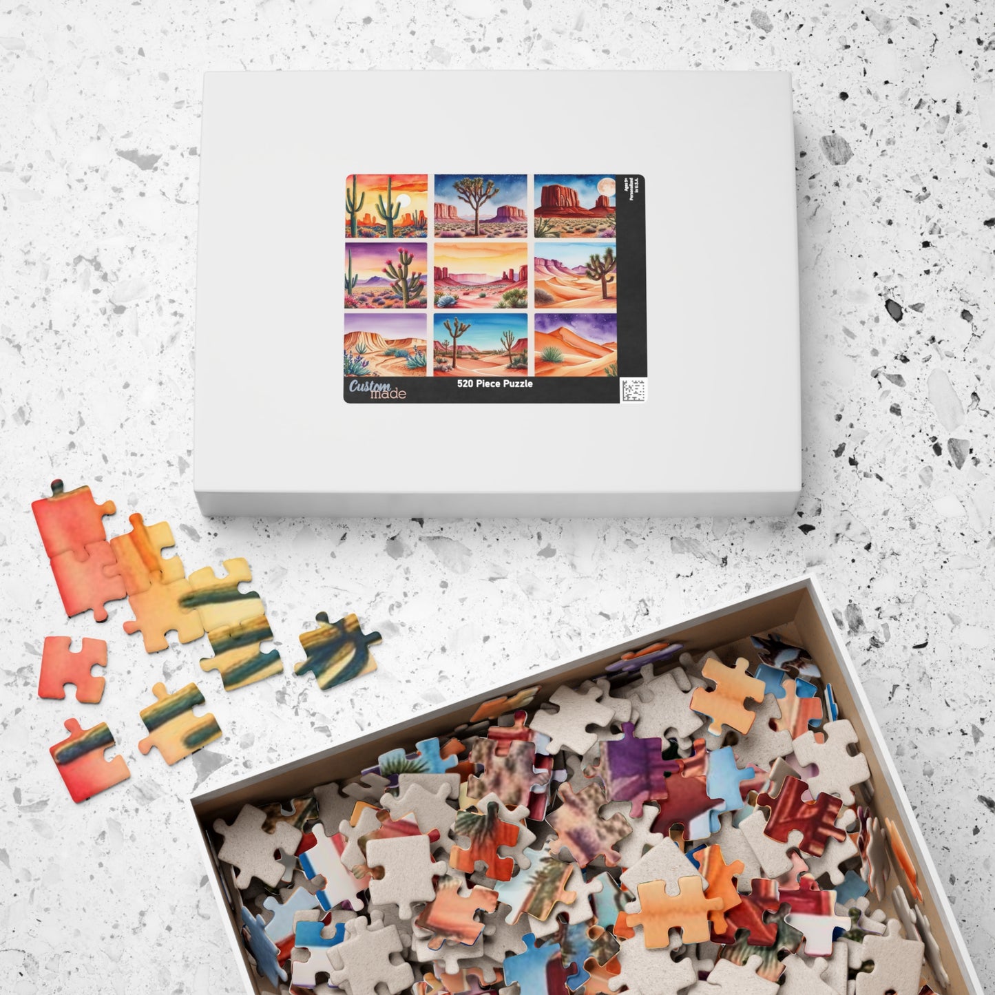 Desert Collage Jigsaw Puzzle, Cacti and Dunes Scene, Fun Game for Adults, Creative Activity, Gift Idea Nature Lover Puzzle The Puzzle Chest