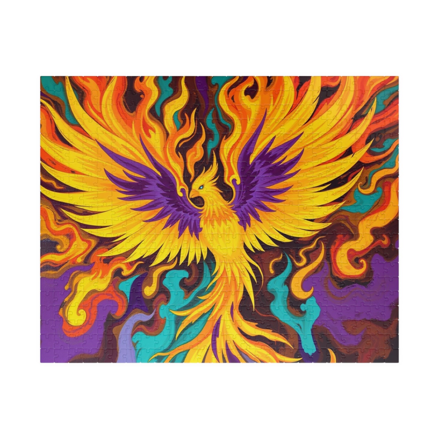 Abstract Phoenix Rising Jigsaw Puzzle (110-1014 Piece), Firebird Engulfed in Vibrant Flames, Puzzle Lover Unique Gift, Fun Brain Teaser 520 pcs (Horizontal) Puzzle The Puzzle Chest