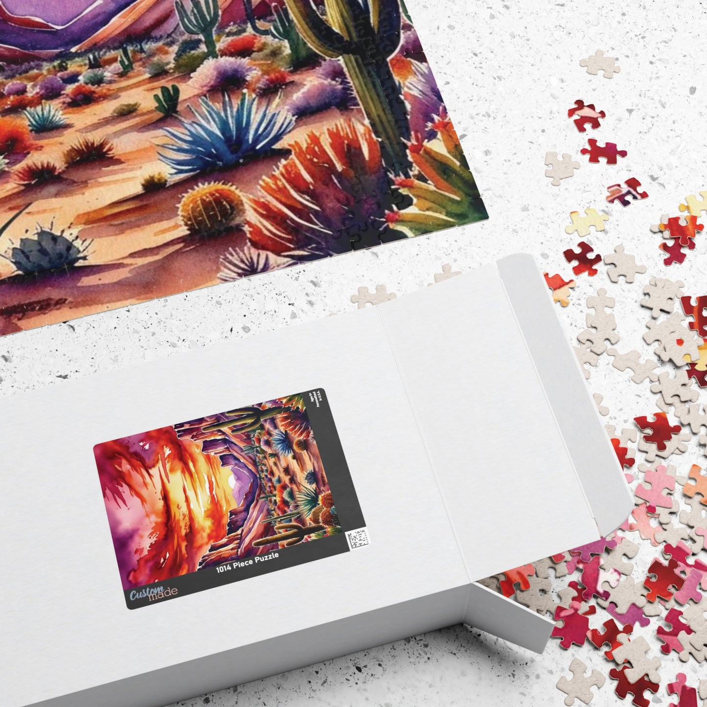 Puzzle - Desert Landscape 1000 Piece Jigsaw, Cactus Sunset Mountain Scene, Challenging Adult Hobby Game, Relaxing Family Activity, Home Puzzle The Puzzle Chest