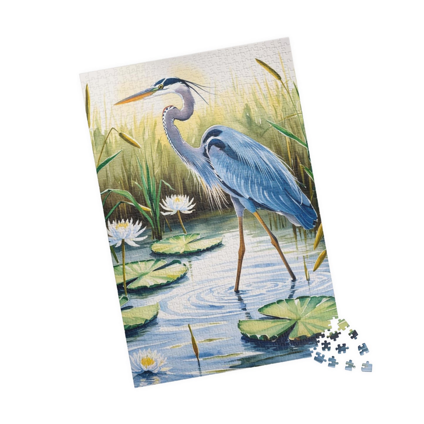 Jigsaw Puzzle, Animal Bird Puzzle, Heron Reflection, Shimmering Evening Light, Relaxing Activity, Mindfulness Game, Family Entertainment Puzzle The Puzzle Chest