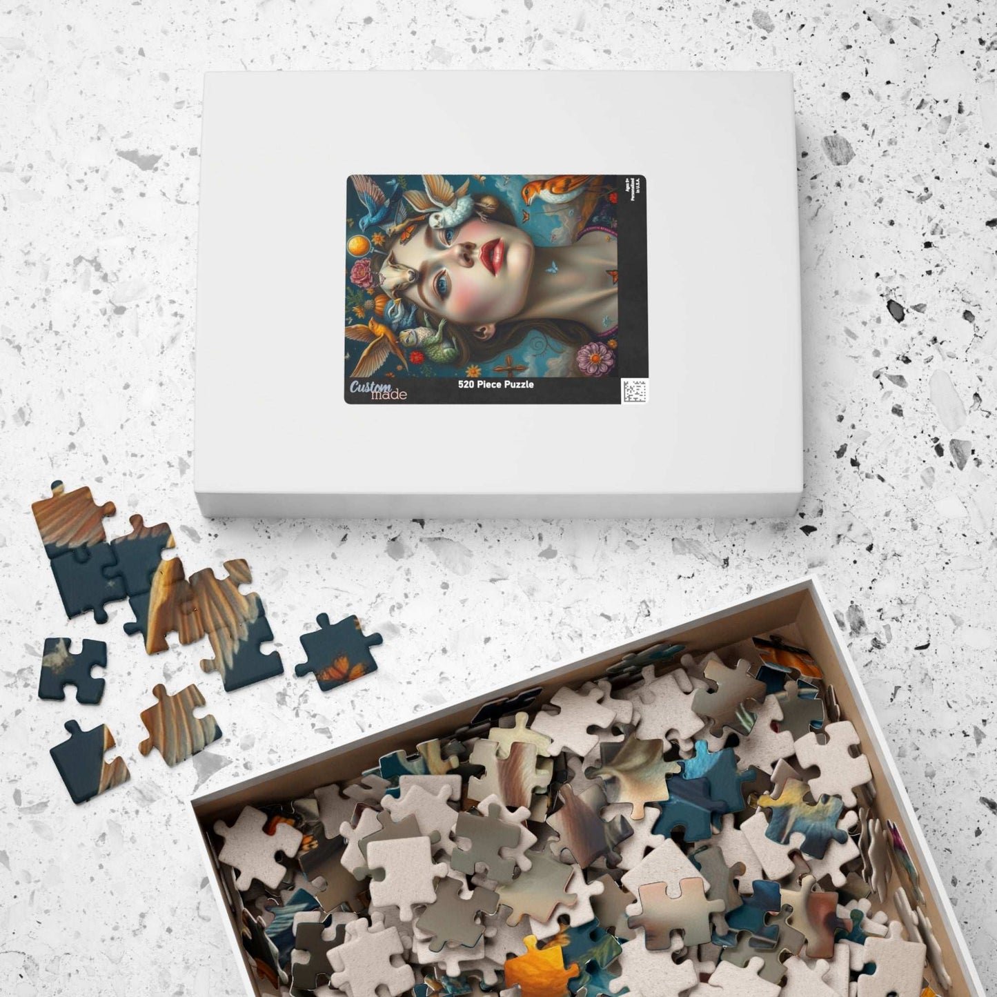 Surreal Self Portrait Jigsaw Puzzle, 110/252/520/1014 Piece, Frida Kahlo Inspired, Dreamlike Animals & Nature, Gift for Art Lovers, Mindful Puzzle The Puzzle Chest