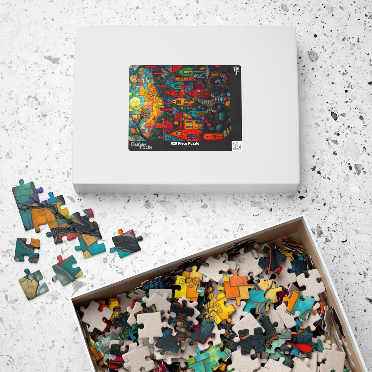Colorful Halloween Village Jigsaw Puzzle - 110, 252, 520, 1014 Pieces, Cozy Home Decor, Fun Family Activity, Unique Gift Idea The Puzzle Chest