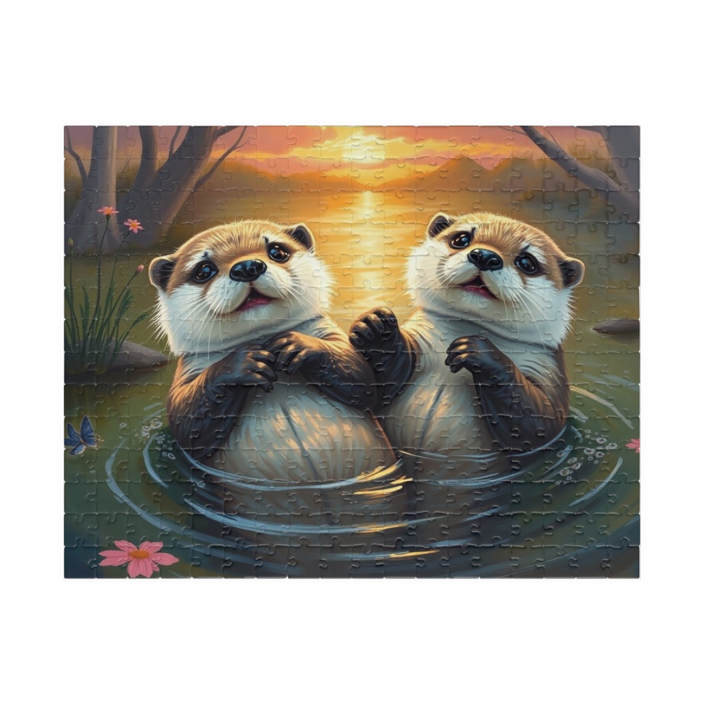 Cute Otters Jigsaw Puzzle for Families, Fun Game Night Activity, Nature Lovers Gift for Friends, Home Entertainment, Brain Teaser 252 pcs (Horizontal) Puzzle The Puzzle Chest