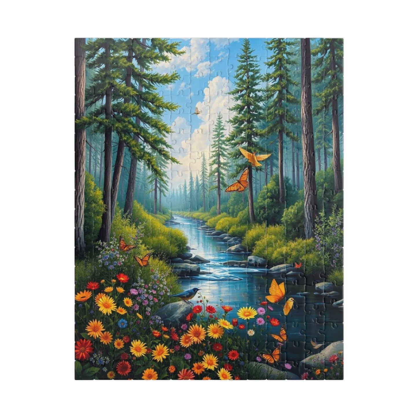 Nature Landscape Puzzle - Scenic Forest Butterflies, Relaxing Family Activity, Gift for Nature Lovers, Adult Jigsaw Game, Eco-Friendly Fun 252 pcs (Vertical) Puzzle The Puzzle Chest