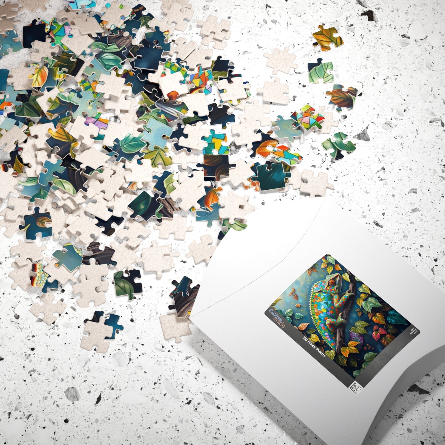 Jigsaw Puzzle, Mosaic Chameleon Camouflaged on Branch, Rich Leaves and Vines, Giftable Game for Adults, Fun Family Activity, Brain Teaser Puzzle The Puzzle Chest