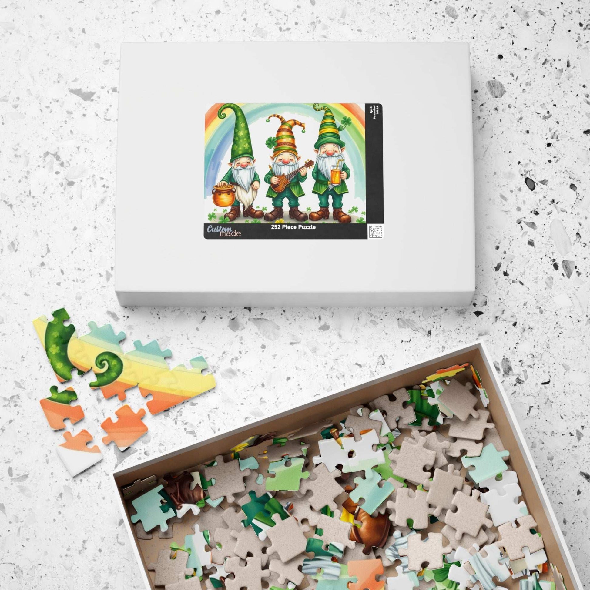Lucky Leprechaun Gnome Puzzle - St. Patrick's Day Jigsaw Game Rainbow Theme Puzzle The Puzzle Chest