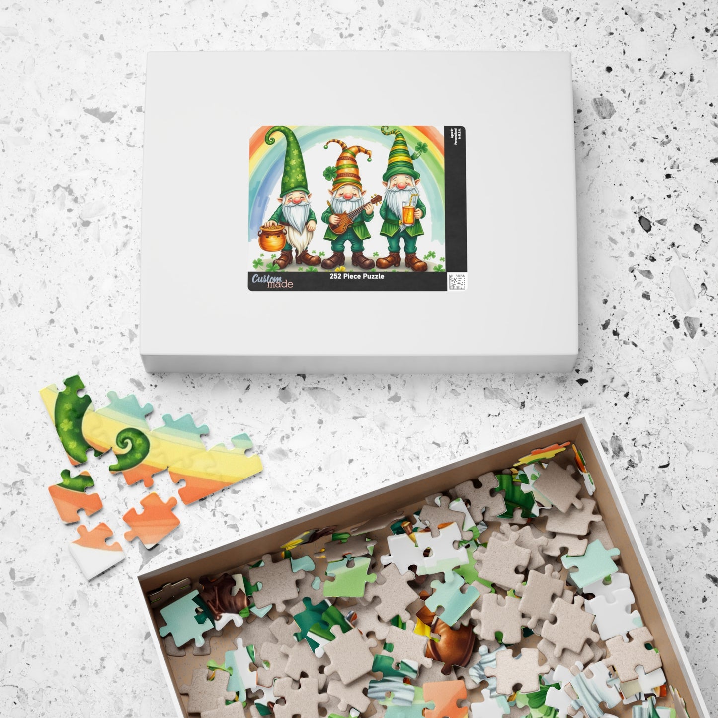 Lucky Leprechaun Gnome Puzzle - St. Patrick's Day Jigsaw Game Rainbow Theme Puzzle The Puzzle Chest