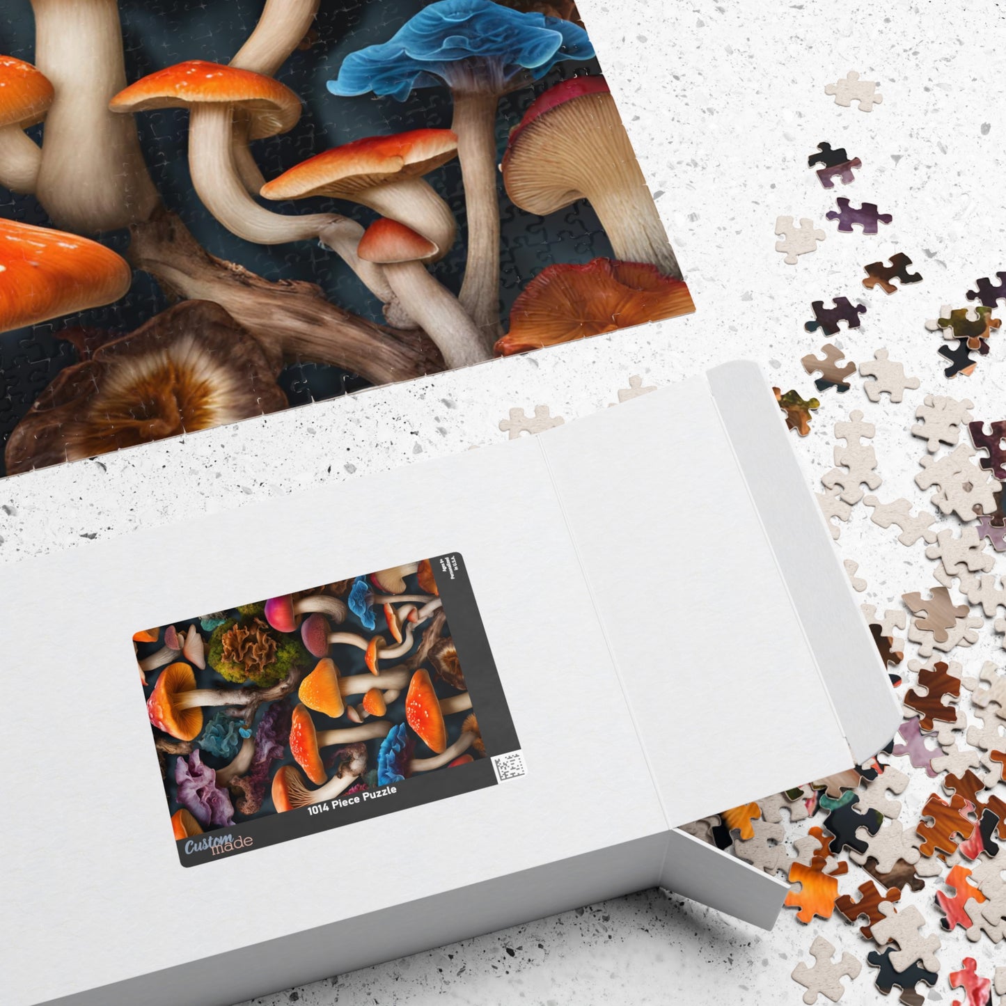 Mushroom Collage Puzzle, Colorful Toadstool Chaotic Jigsaw, 252 520 1014-Piece Game, Relaxing Mindfulness Activity, Gift for Nature Lover Puzzle The Puzzle Chest
