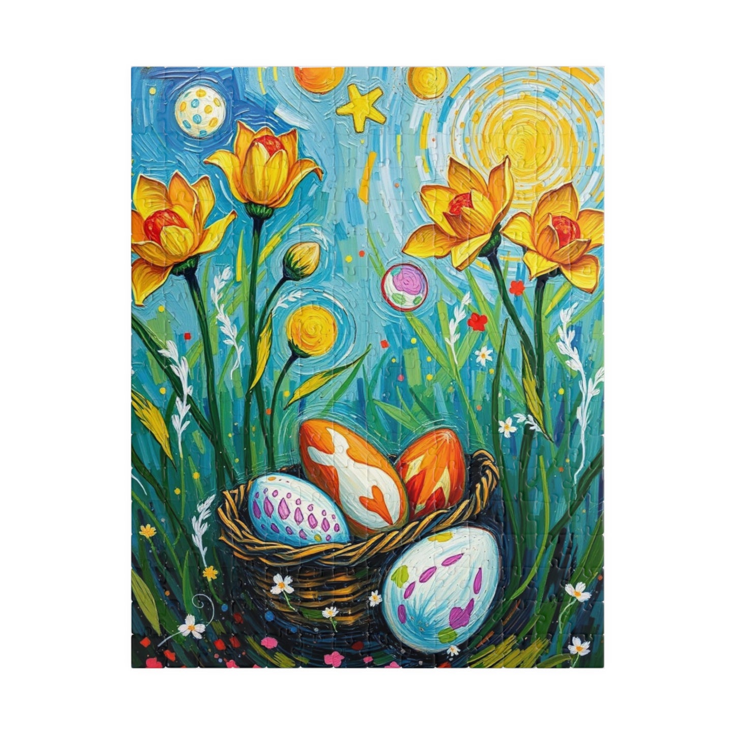 Springtime Egg Hunt Puzzle | Easter Jigsaw Game, Fun Family Activity, Flower Puzzle Artwork, Unique Gift for Adults, Seasonal Fun 252 pcs (Vertical) Puzzle The Puzzle Chest