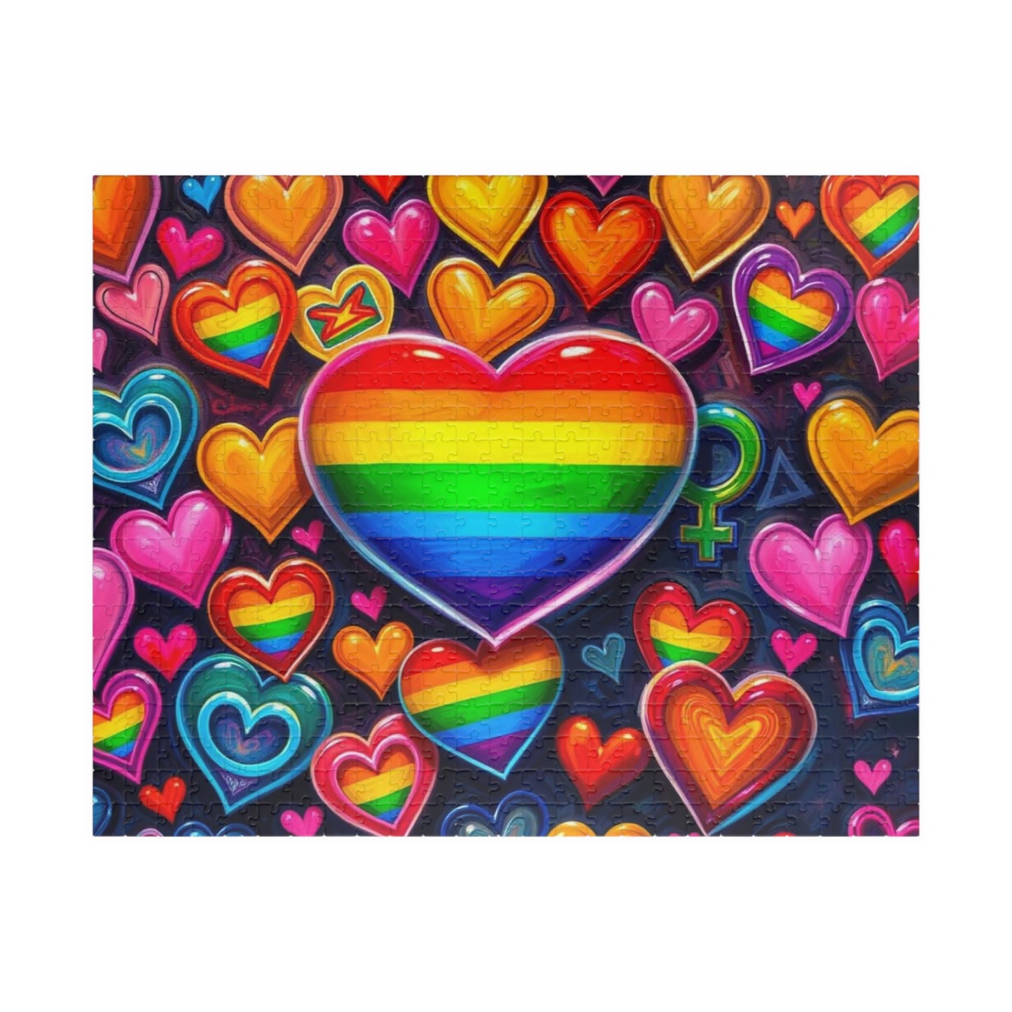 Rainbow Heart Puzzle for Adults - LGBTQ+ Love, Colorful Heart Jigsaw Game, Family Fun, Pride Gift for Puzzle Lovers, Brain Teaser 520 pcs (Horizontal) Puzzle The Puzzle Chest
