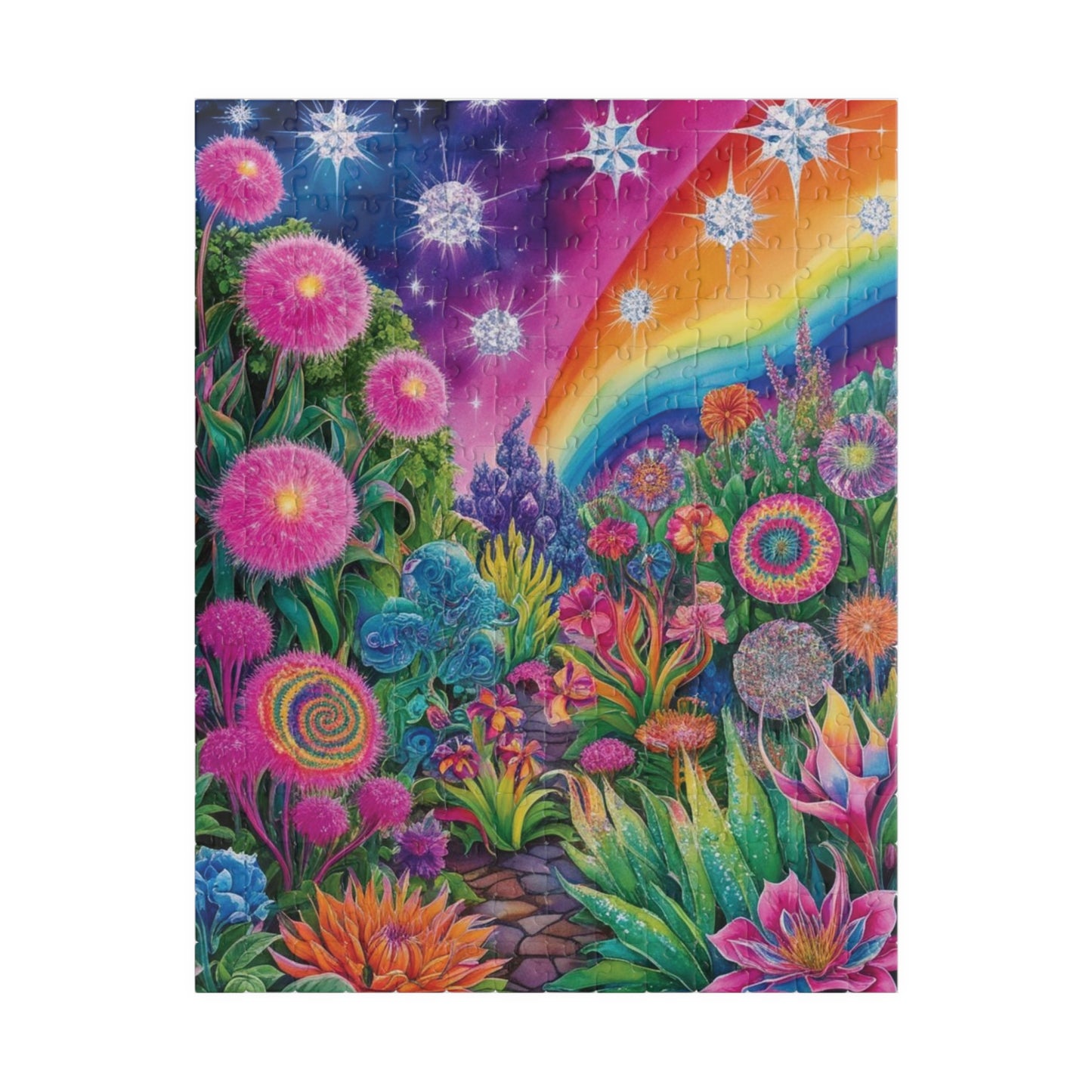 Trippy Flower Puzzle, Dreamy Floral Glowing Garden Theme Jigsaw Game, Challenging Hobby for Adults and Teens, Relaxing Activity, Unique Gift 252 pcs (Vertical) Puzzle The Puzzle Chest